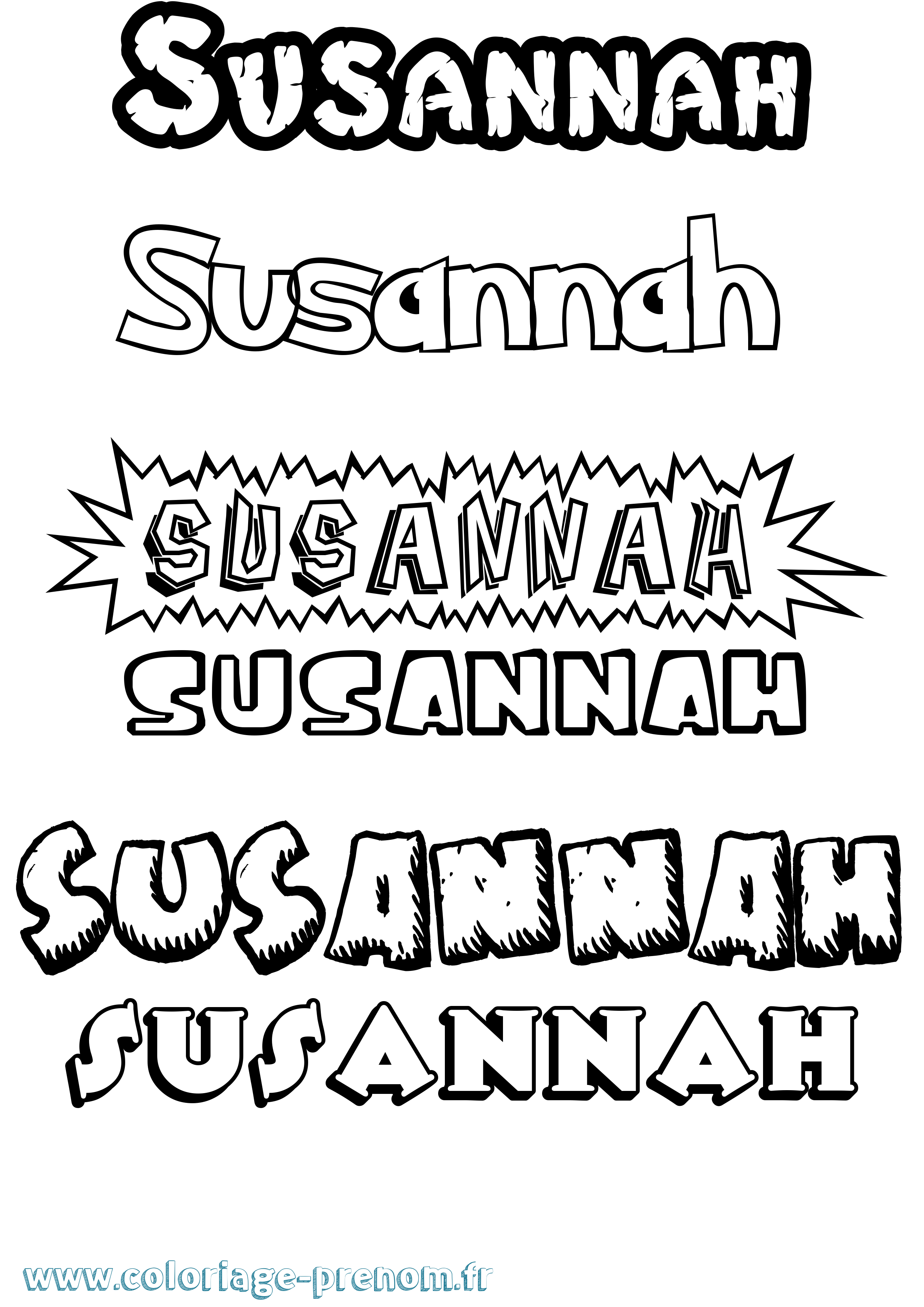 Coloriage Susannah Dessin Animé Coloriage prénom Susannah Dessin Animé