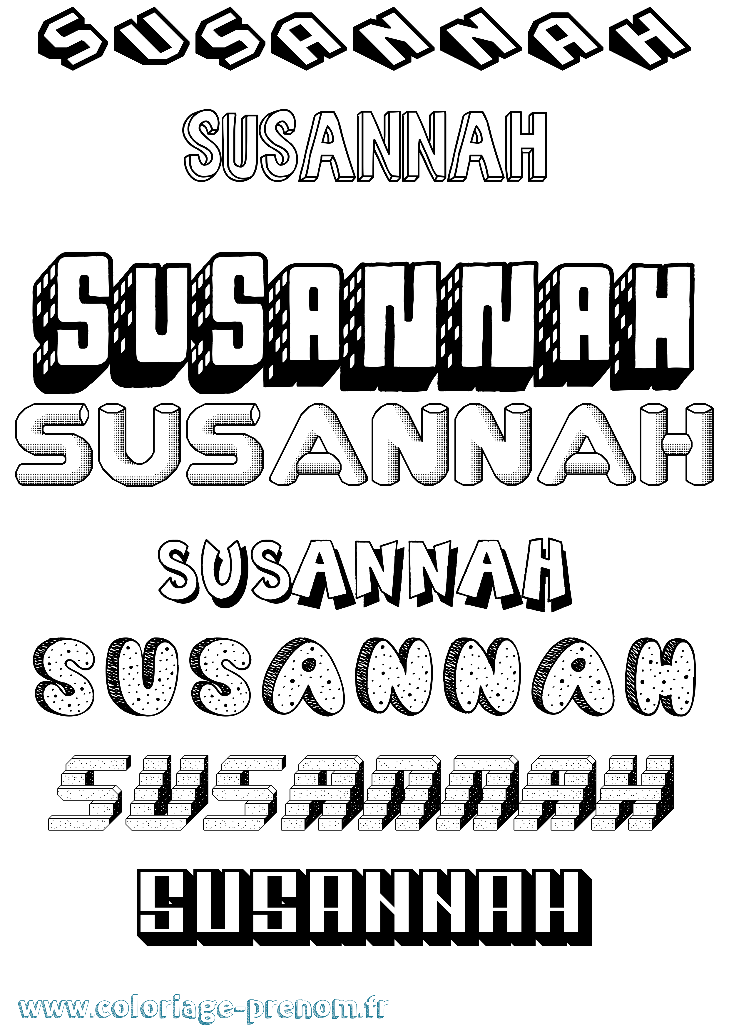 Coloriage Susannah Effet 3D Coloriage prénom Susannah Effet 3D