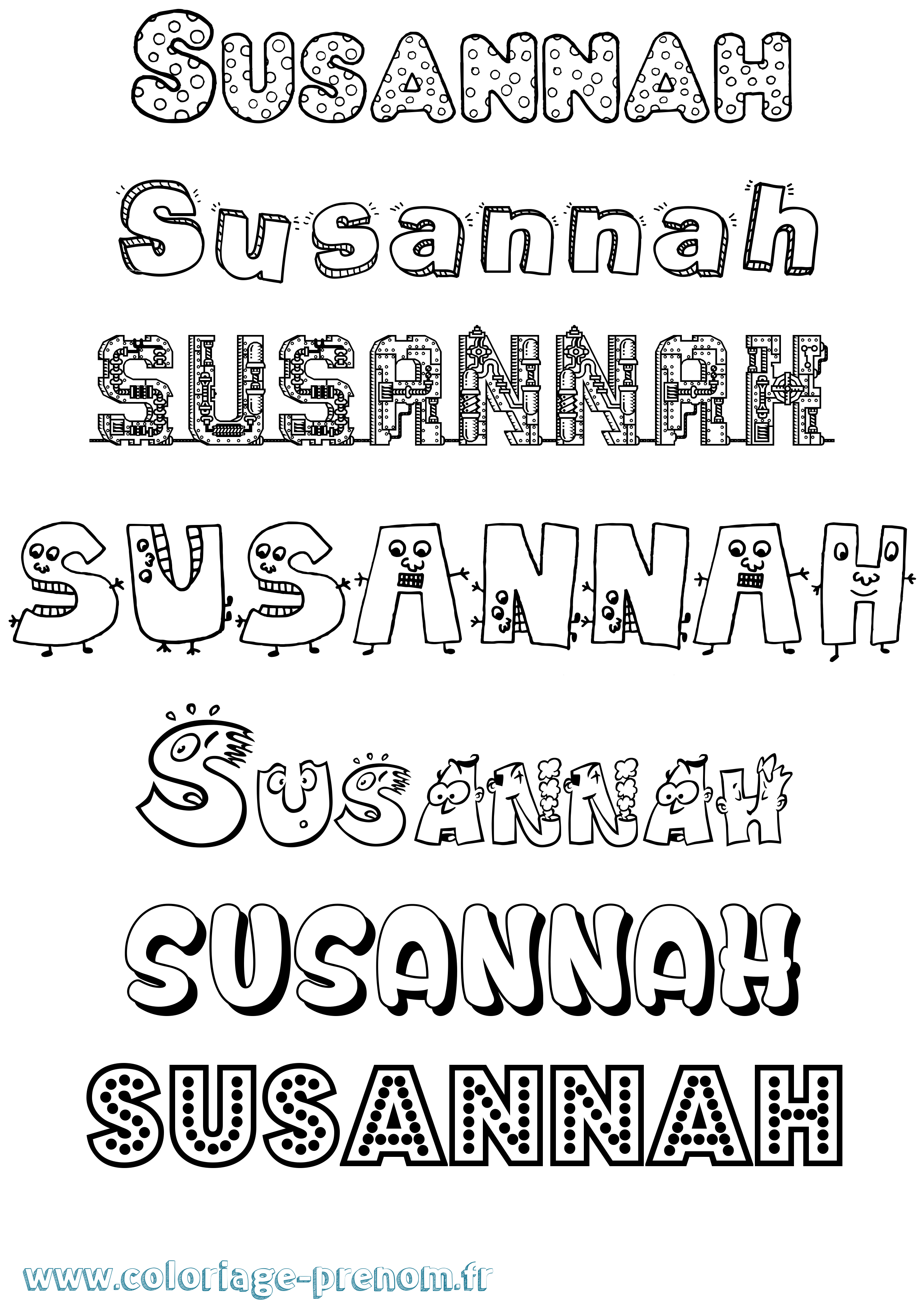Coloriage Susannah Fun Coloriage prénom Susannah Fun