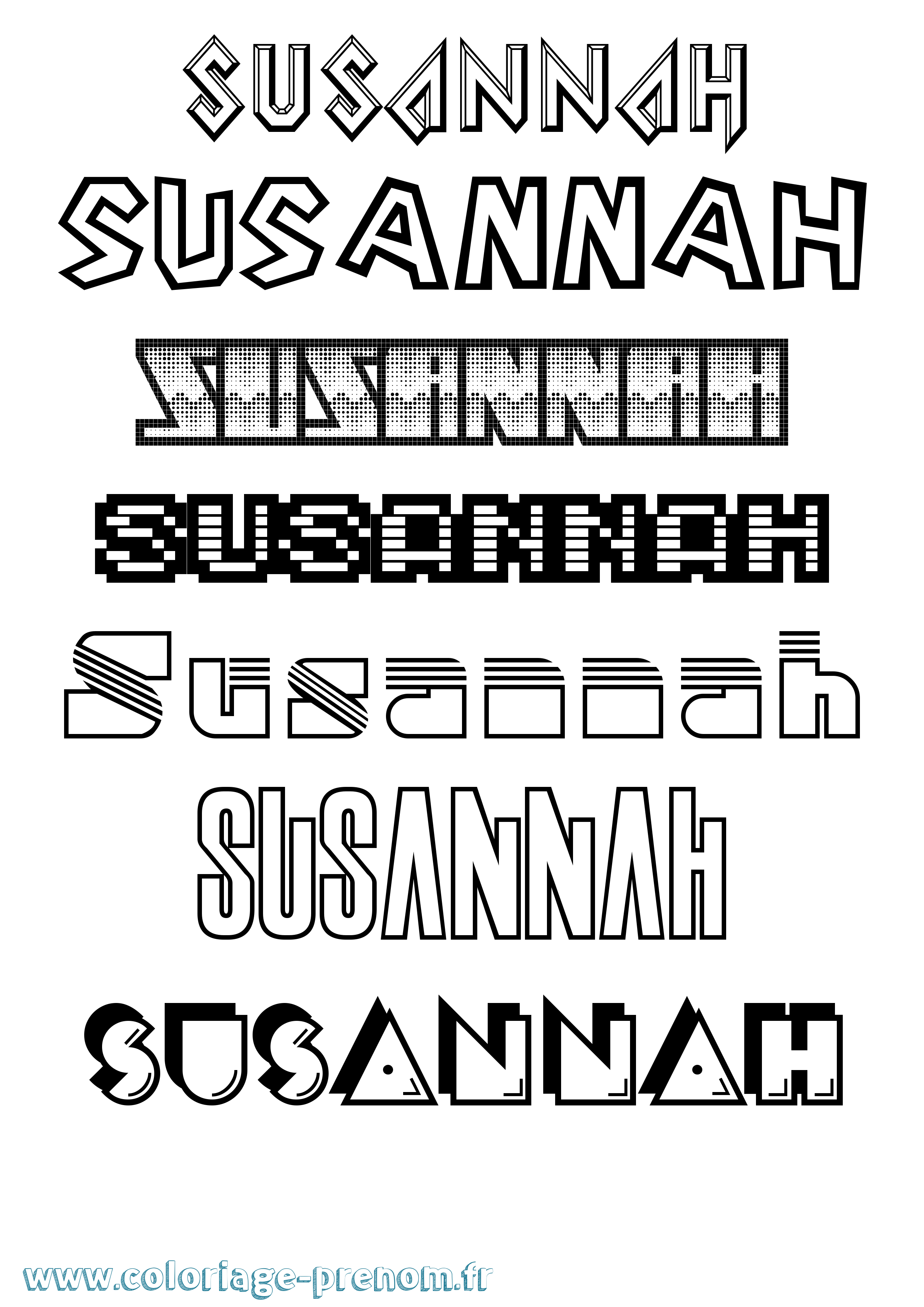 Coloriage Susannah Jeux Vidéos Coloriage prénom Susannah Jeux Vidéos