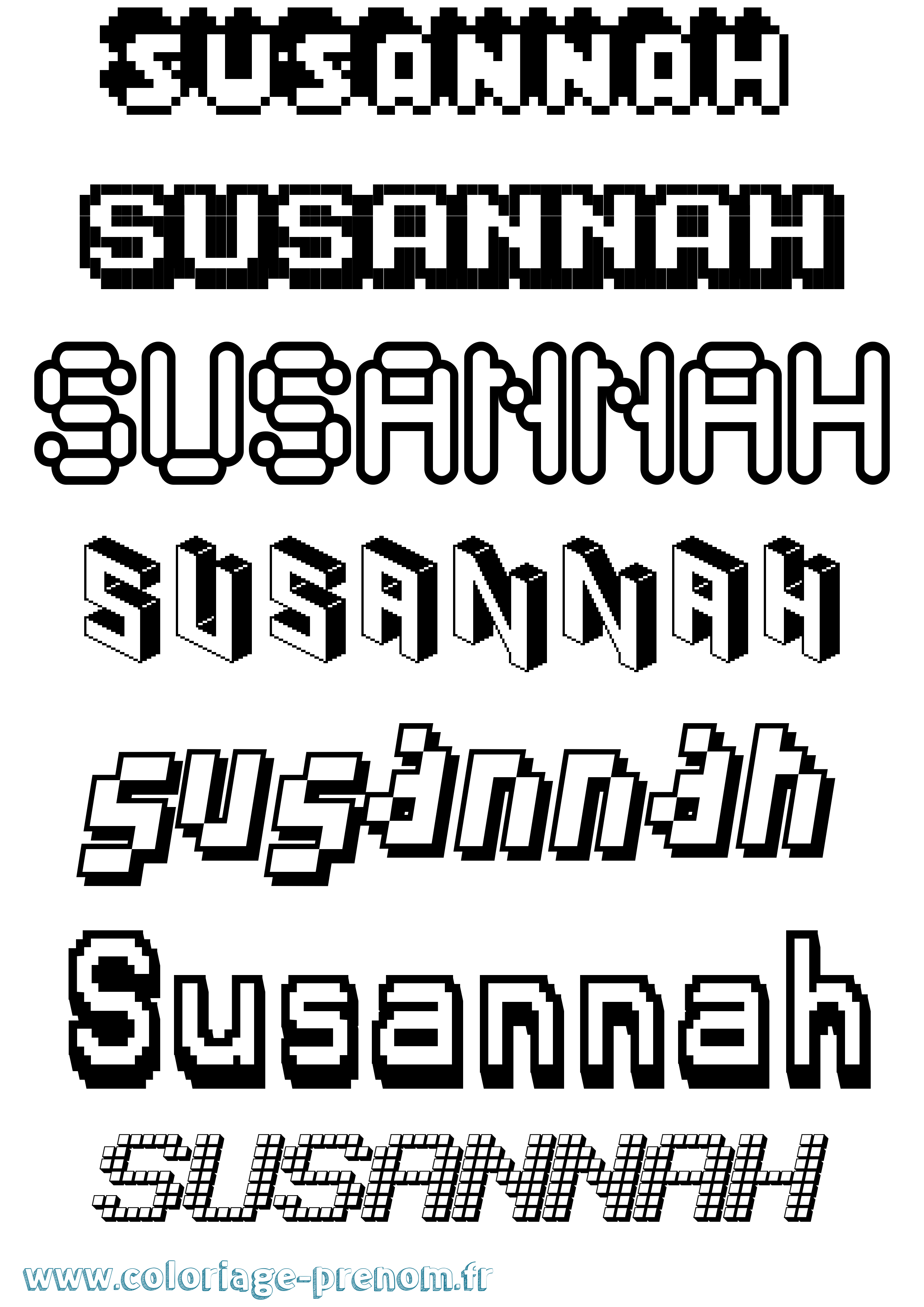 Coloriage Susannah Pixel Coloriage prénom Susannah Pixel