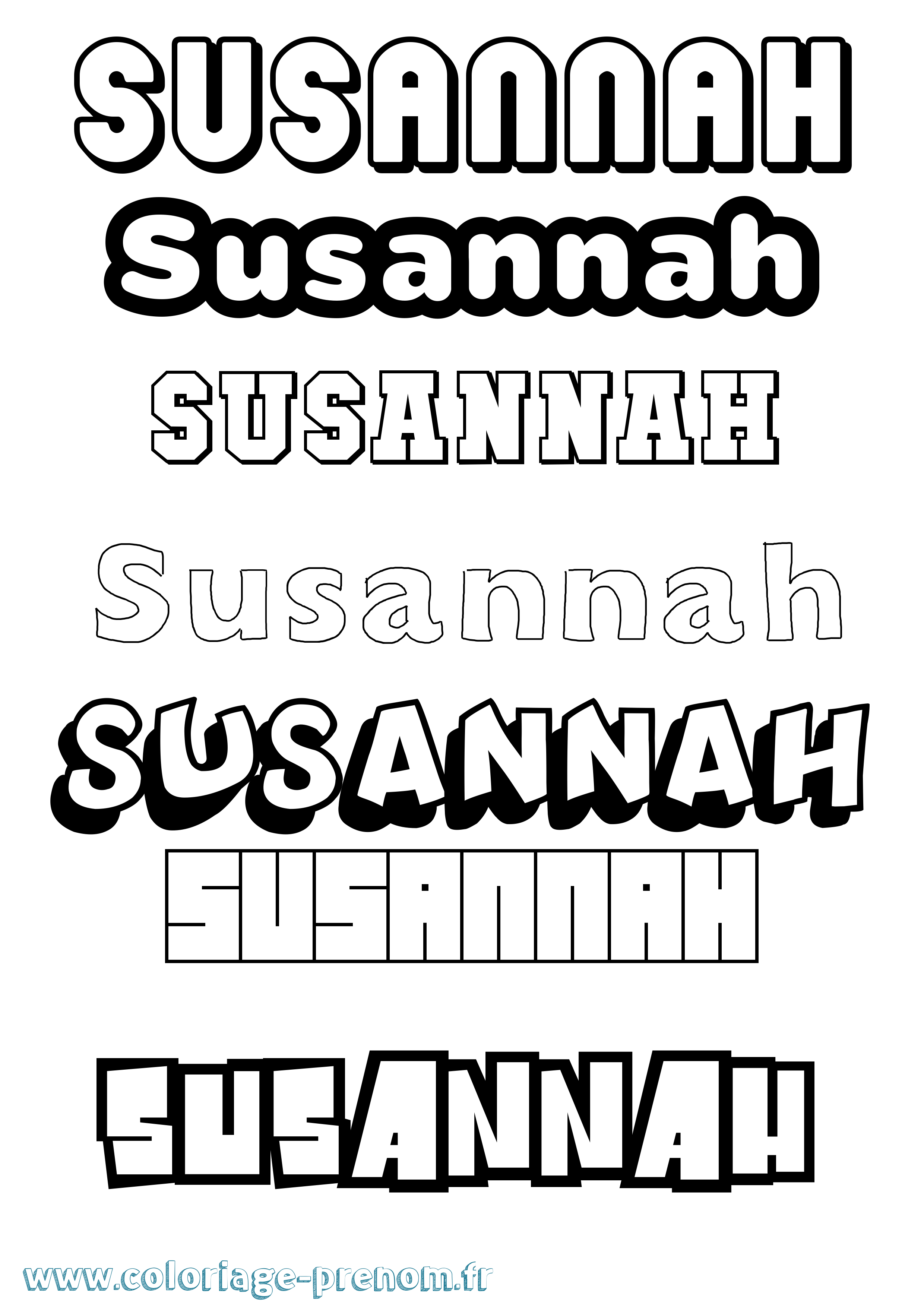 Coloriage Susannah Simple Coloriage prénom Susannah Simple