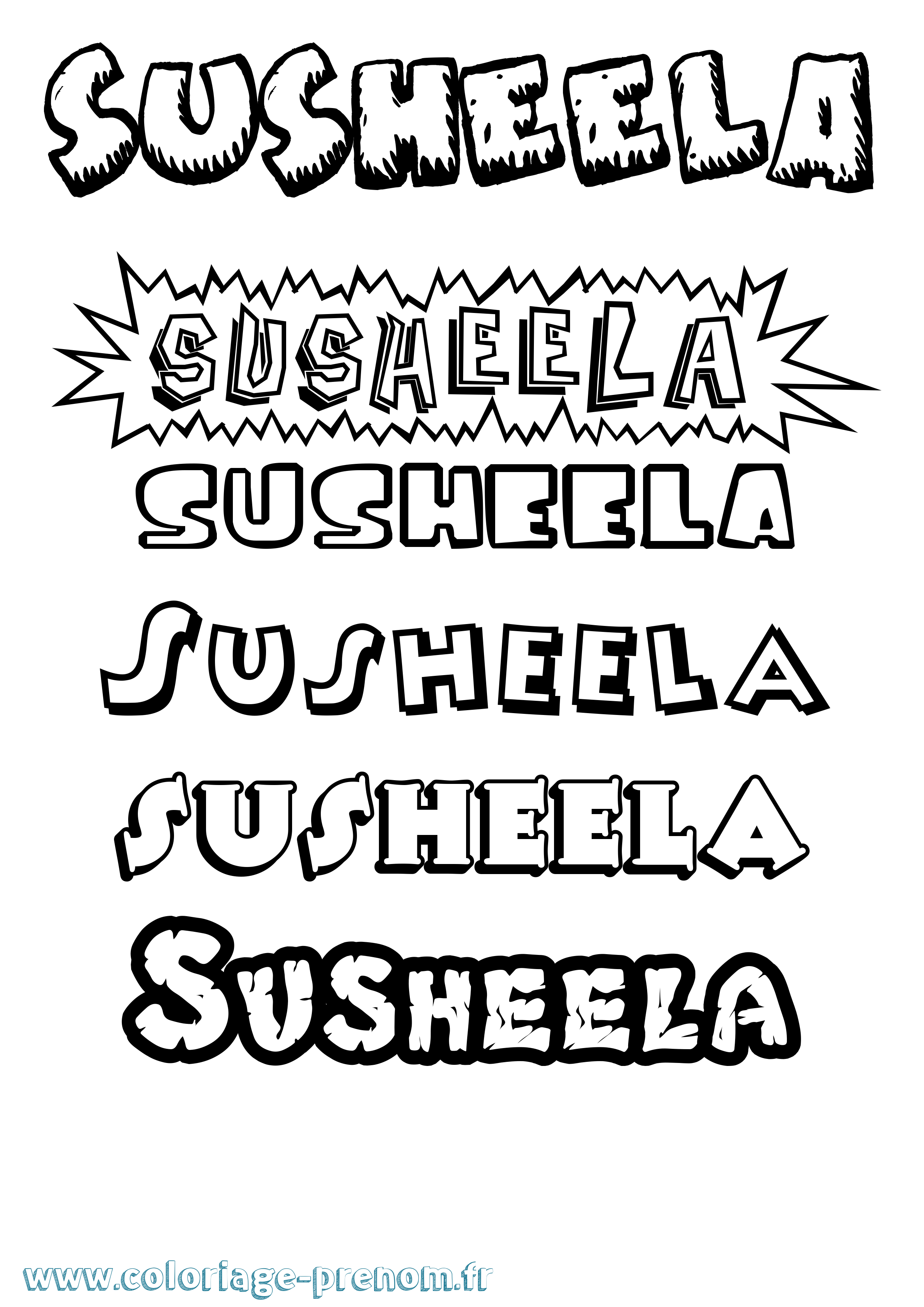 Coloriage Susheela Dessin Animé Coloriage prénom Susheela Dessin Animé