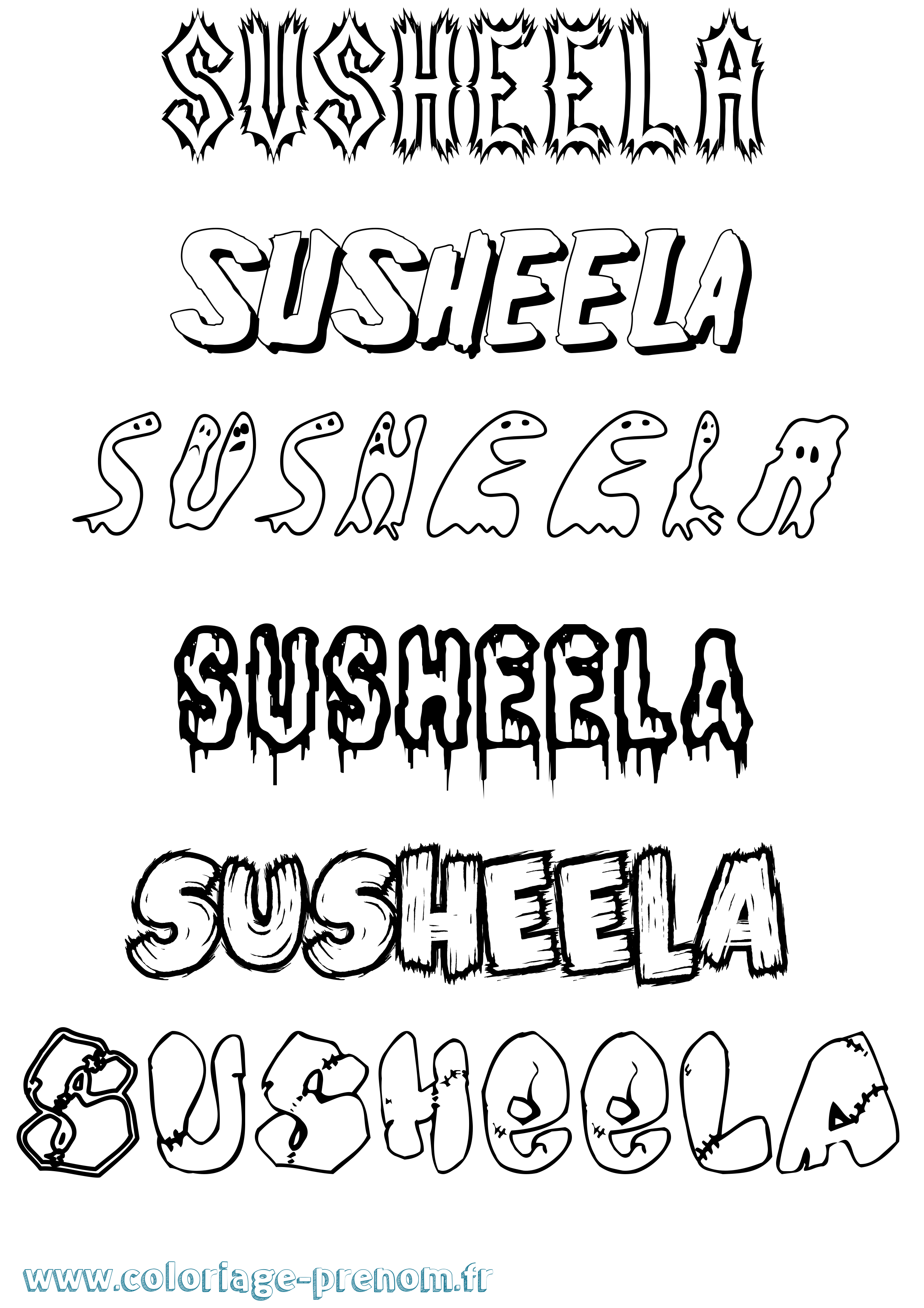 Coloriage Susheela Frisson Coloriage prénom Susheela Frisson