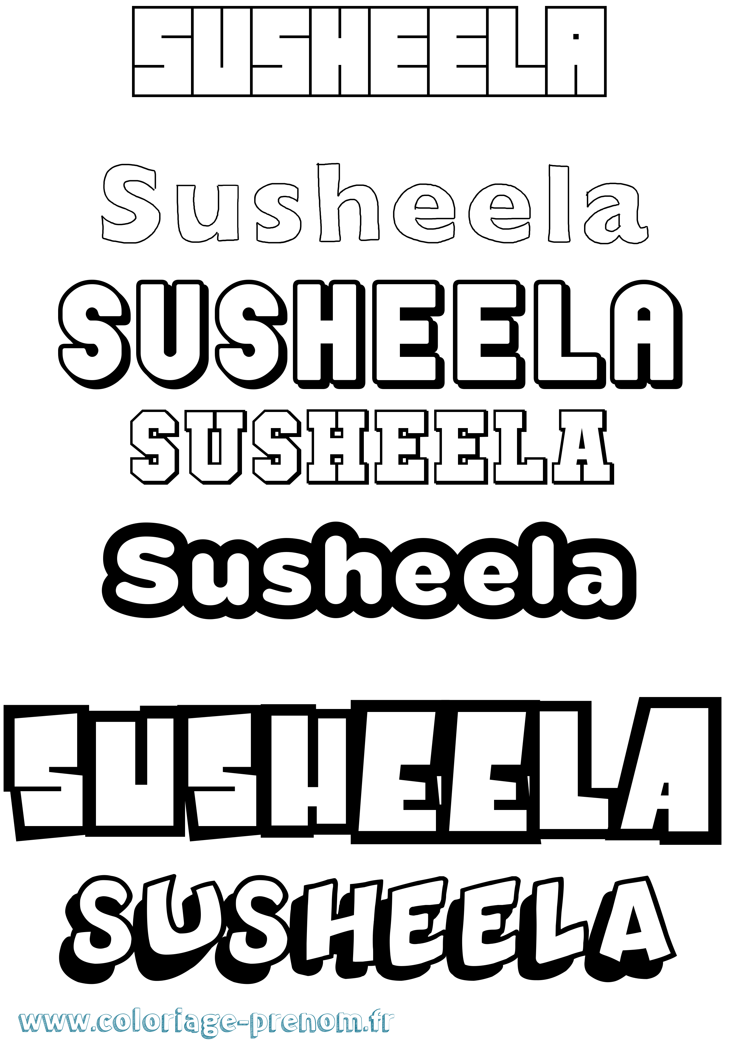 Coloriage Susheela Simple Coloriage prénom Susheela Simple
