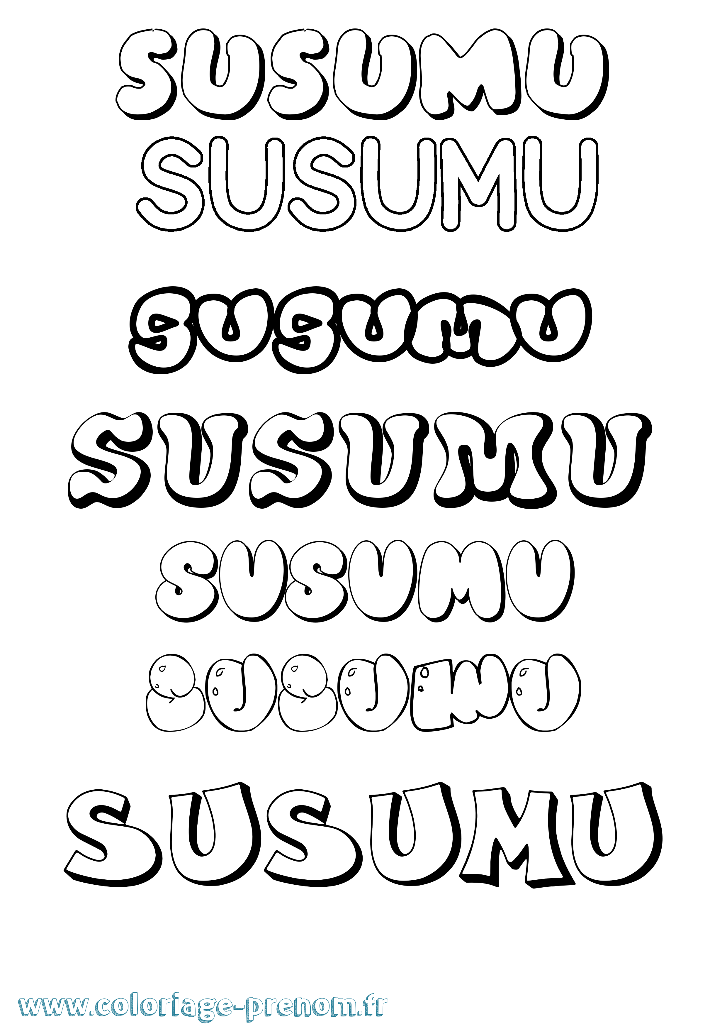 Coloriage Susumu Bubble Coloriage prénom Susumu Bubble