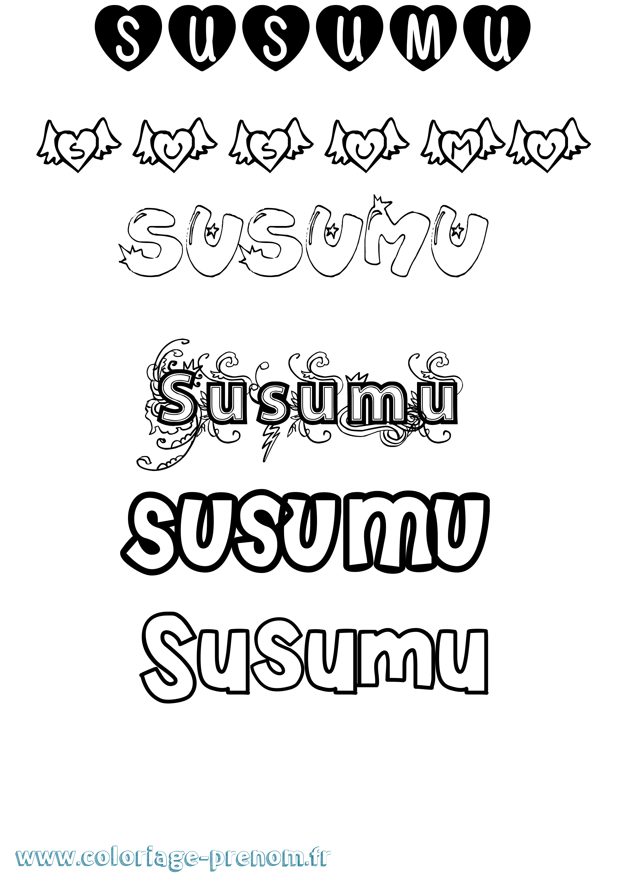 Coloriage Susumu Girly Coloriage prénom Susumu Girly
