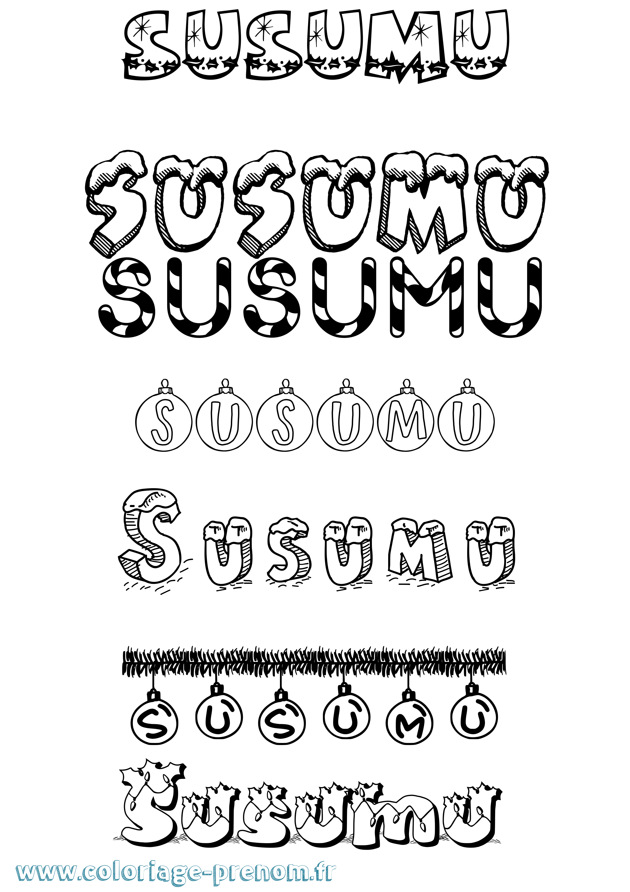 Coloriage Susumu Noël Coloriage prénom Susumu Noël