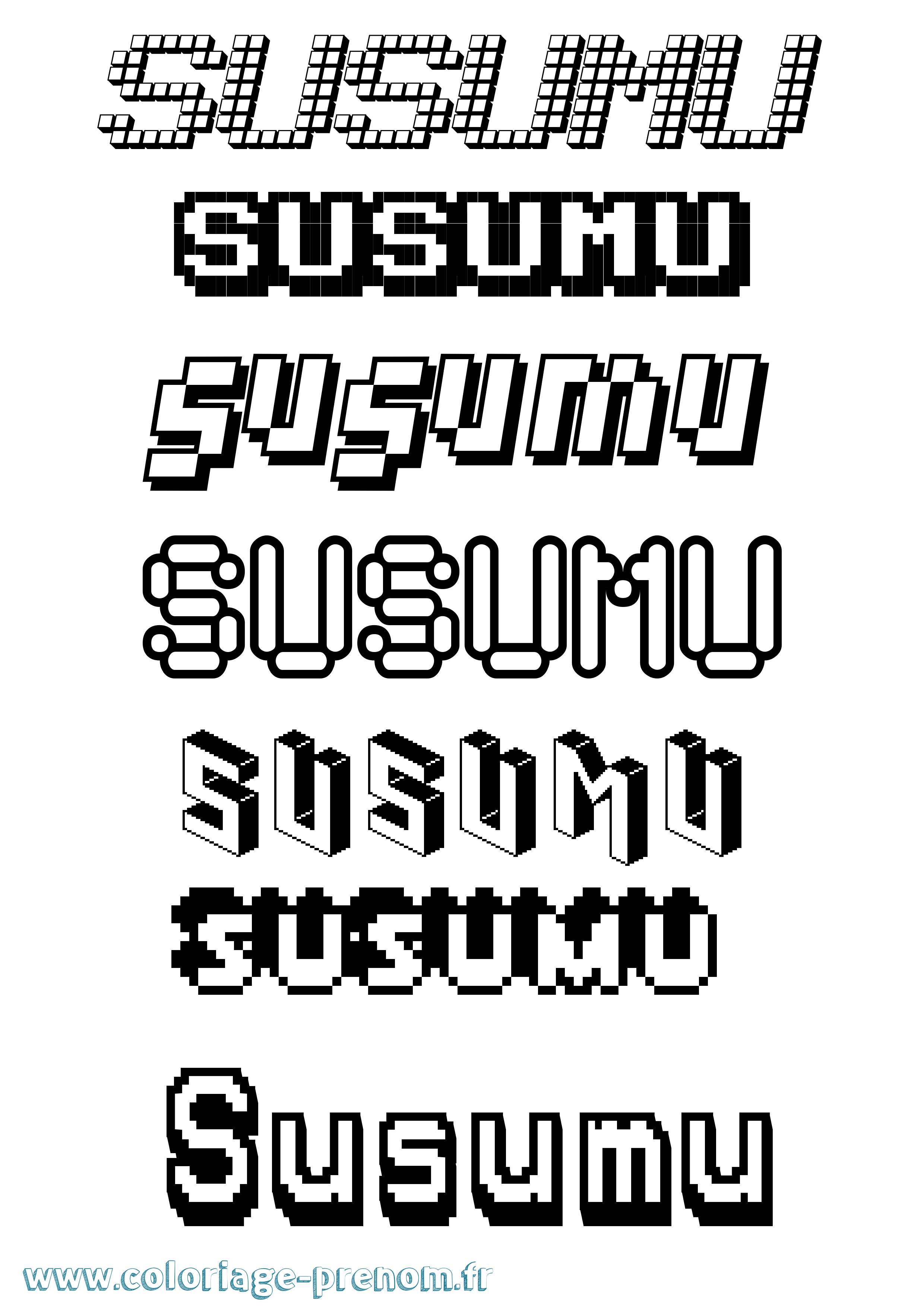 Coloriage Susumu Pixel Coloriage prénom Susumu Pixel