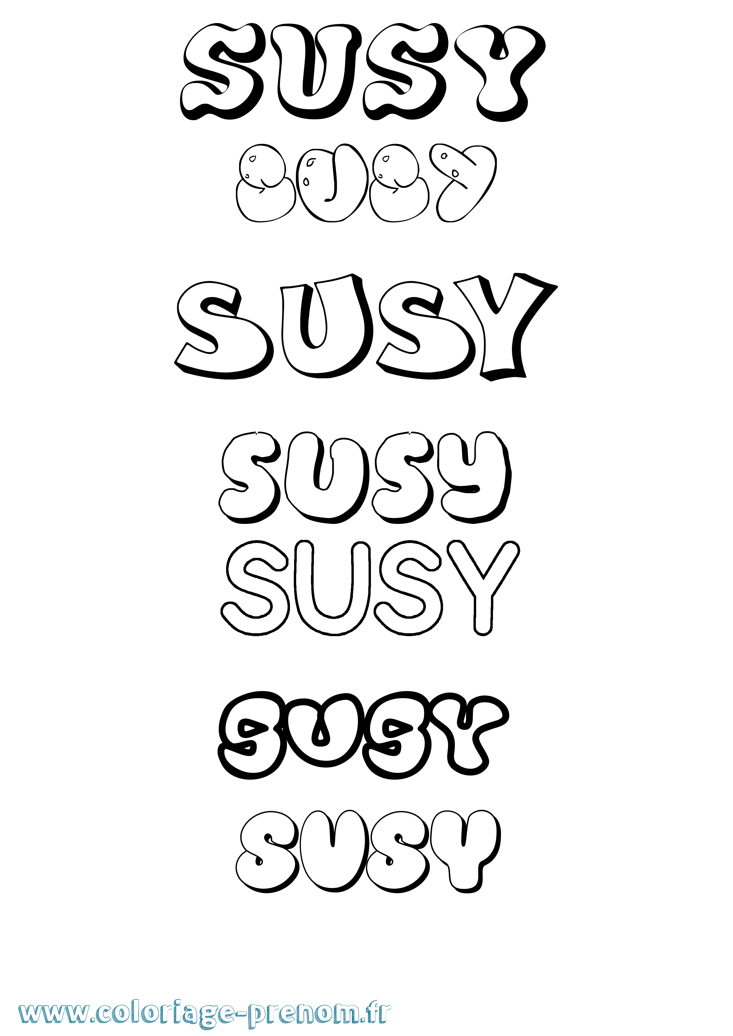 Coloriage Susy Bubble Coloriage prénom Susy Bubble