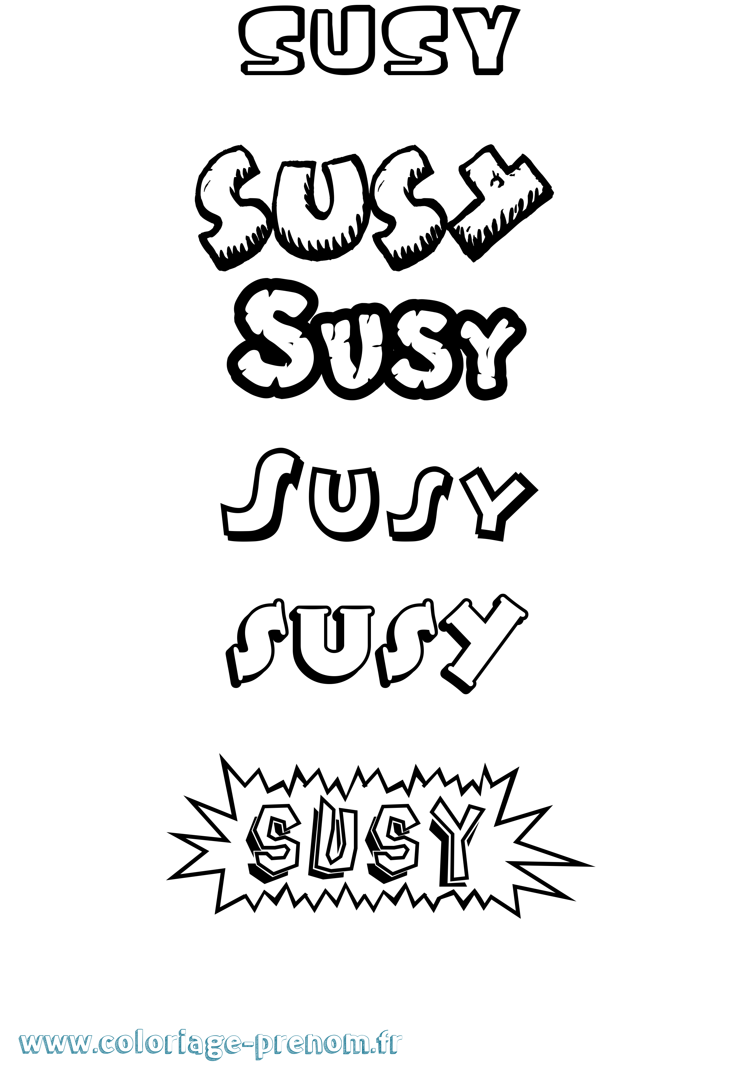 Coloriage Susy Dessin Animé Coloriage prénom Susy Dessin Animé