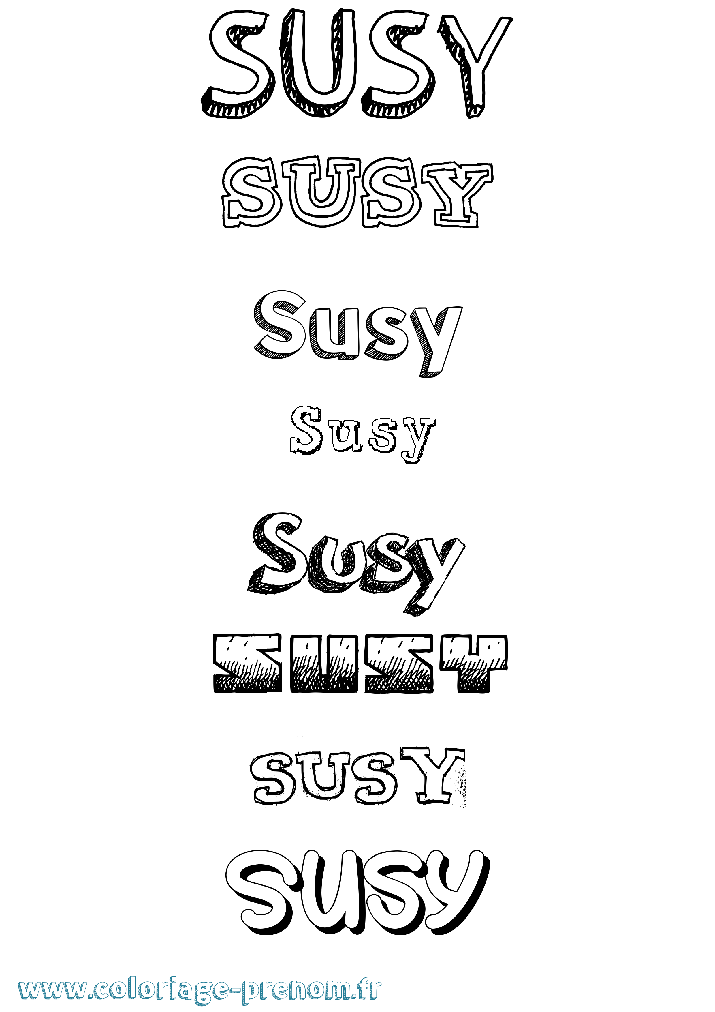 Coloriage Susy Dessiné Coloriage prénom Susy Dessiné