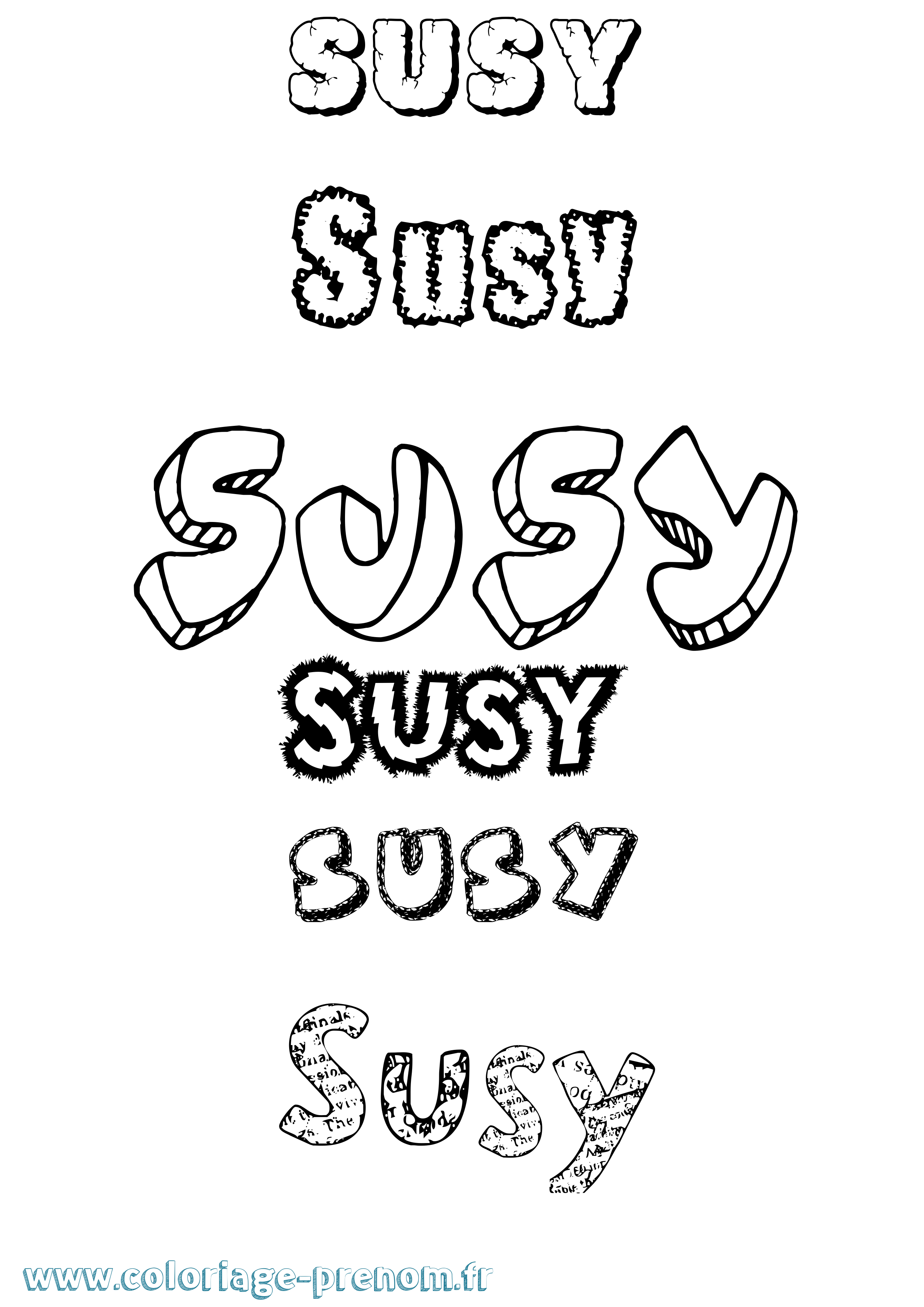 Coloriage Susy Destructuré Coloriage prénom Susy Destructuré