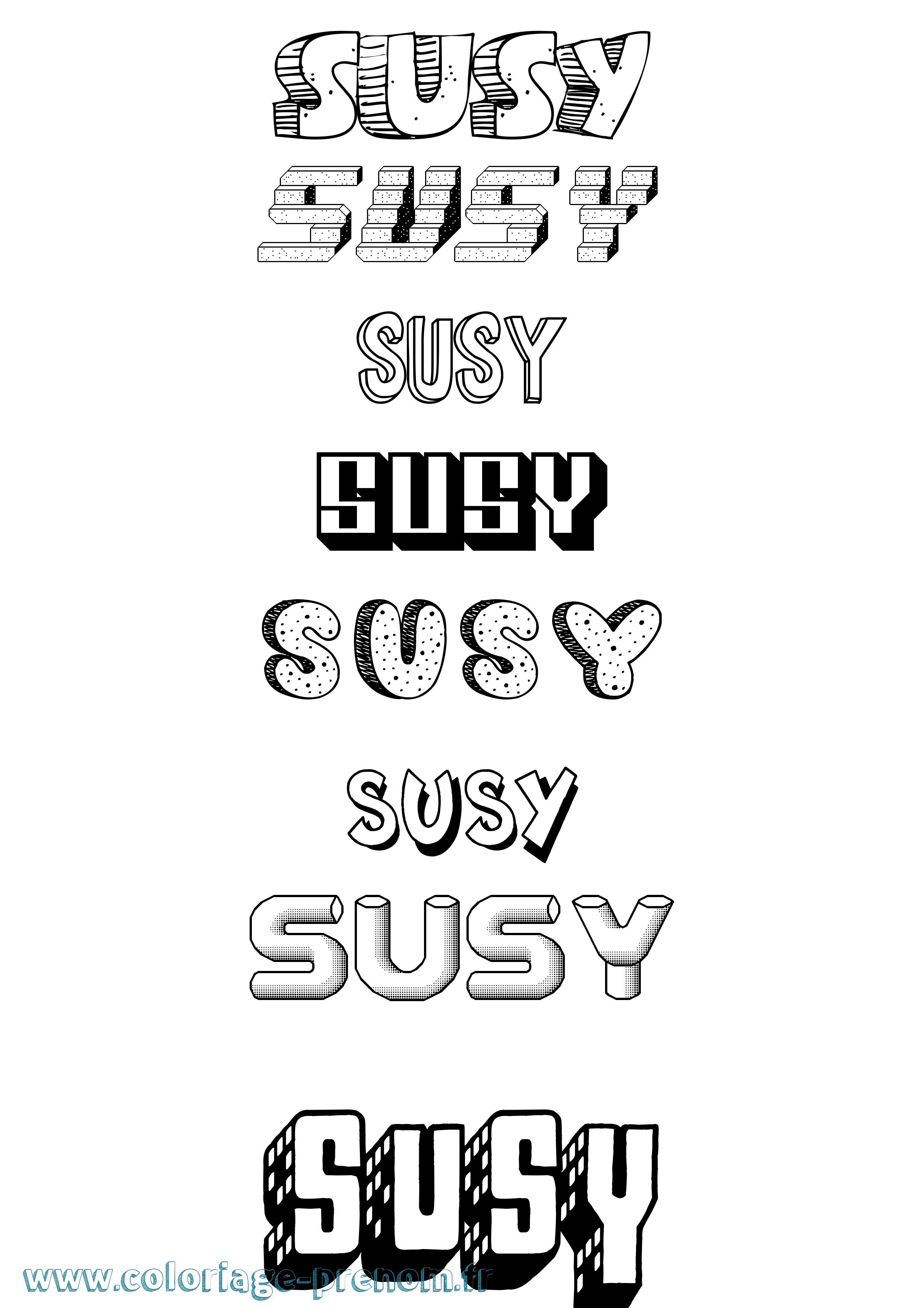 Coloriage Susy Effet 3D Coloriage prénom Susy Effet 3D