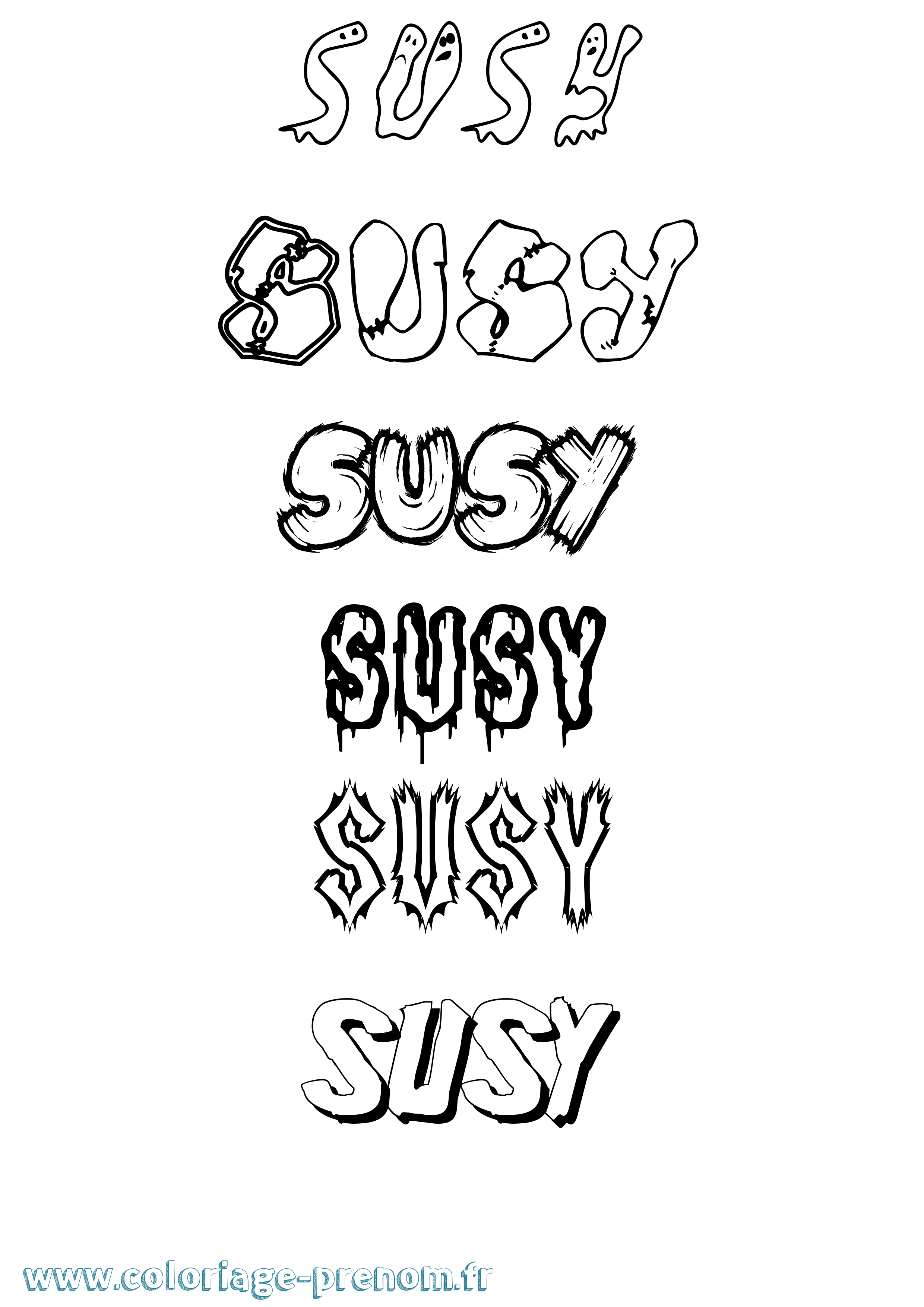 Coloriage Susy Frisson Coloriage prénom Susy Frisson