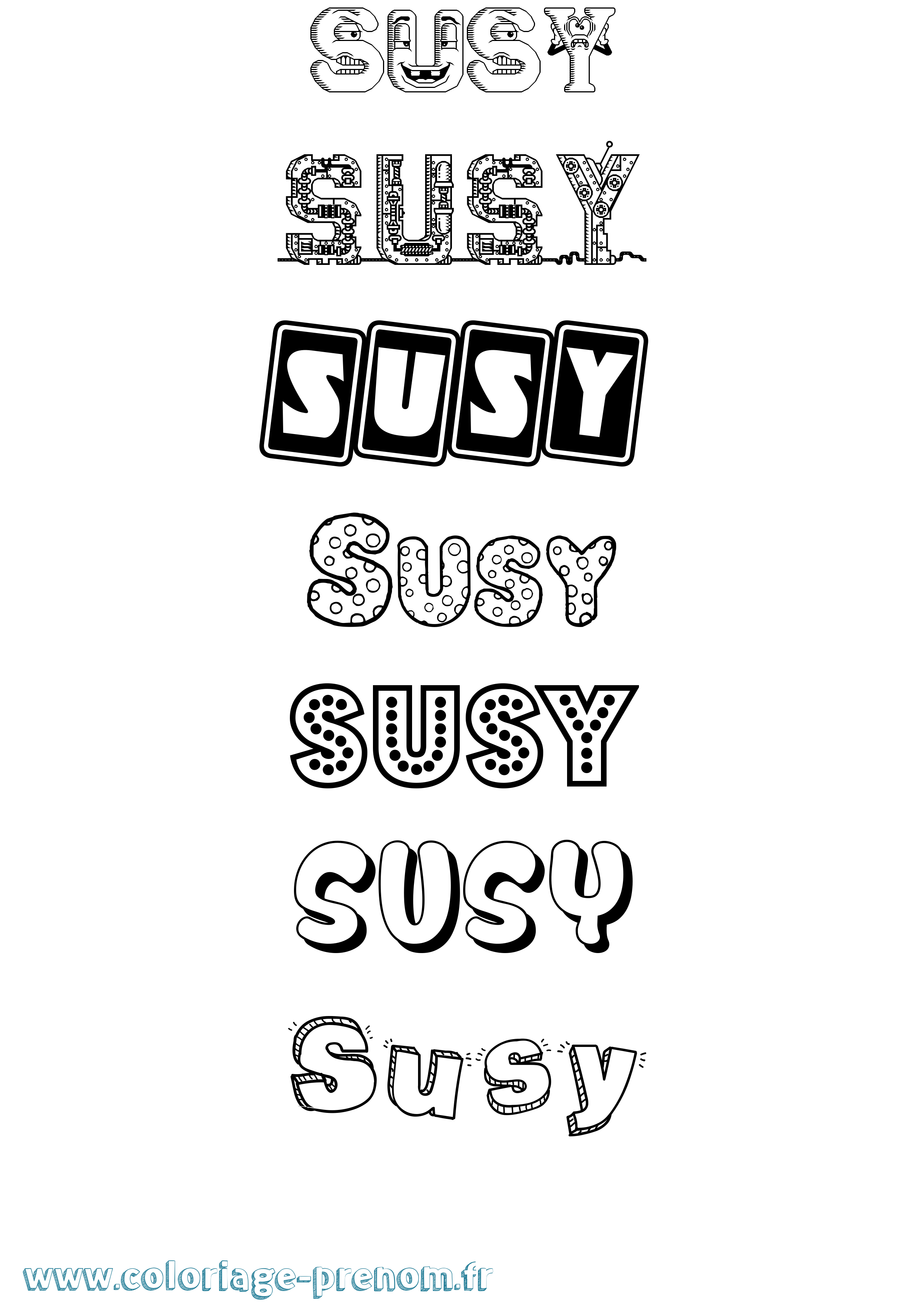 Coloriage Susy Fun Coloriage prénom Susy Fun