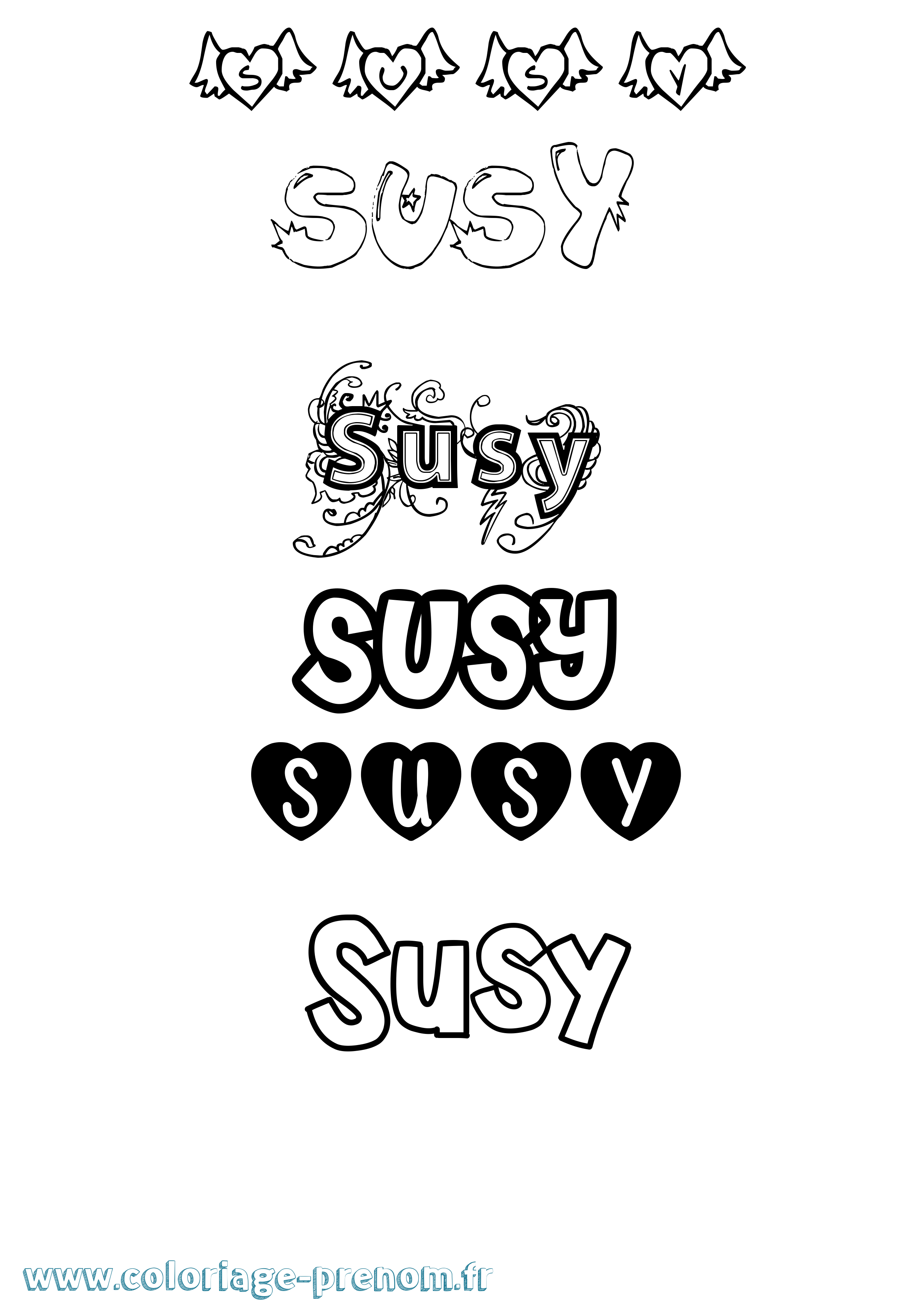 Coloriage Susy Girly Coloriage prénom Susy Girly