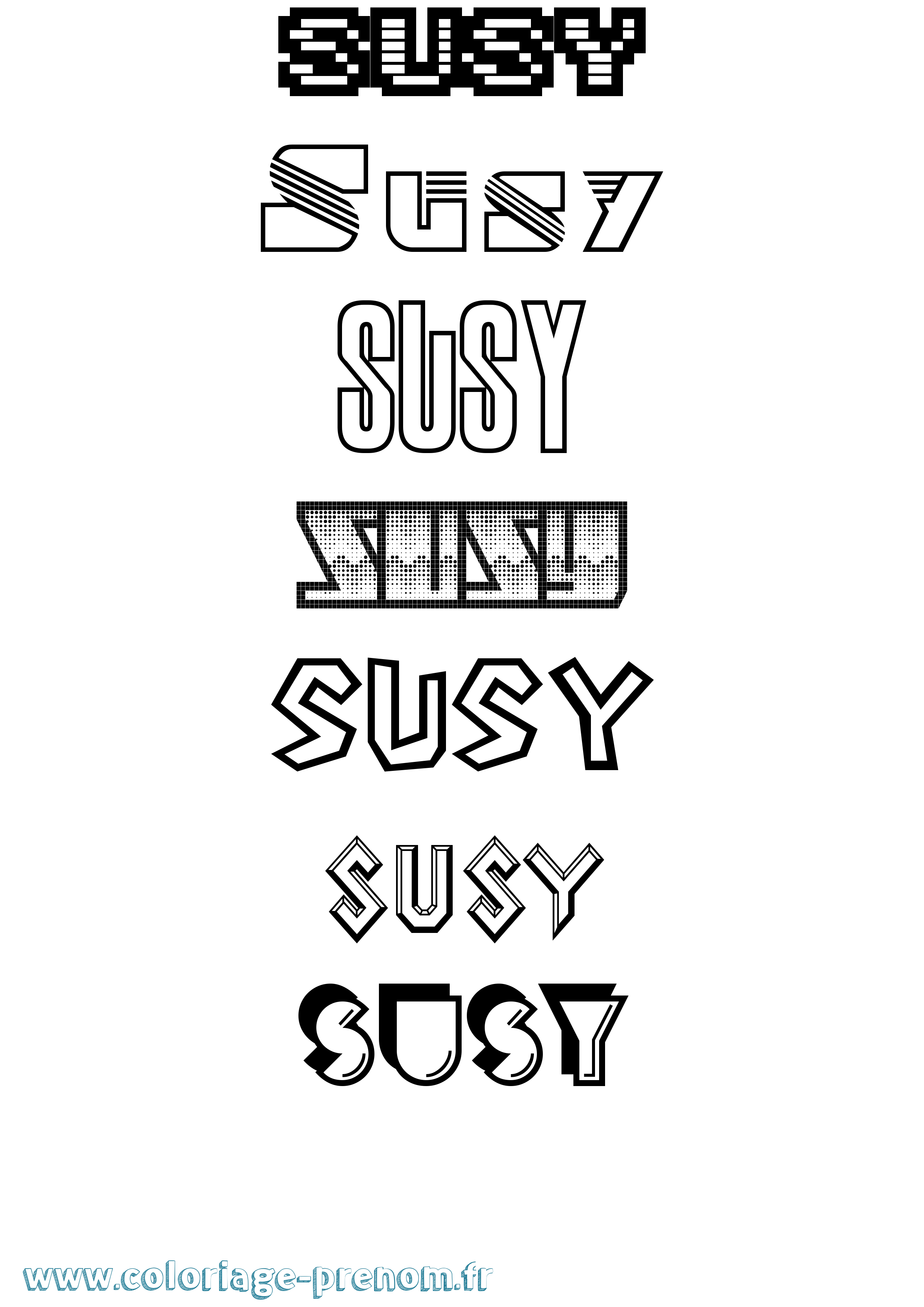 Coloriage Susy Jeux Vidéos Coloriage prénom Susy Jeux Vidéos