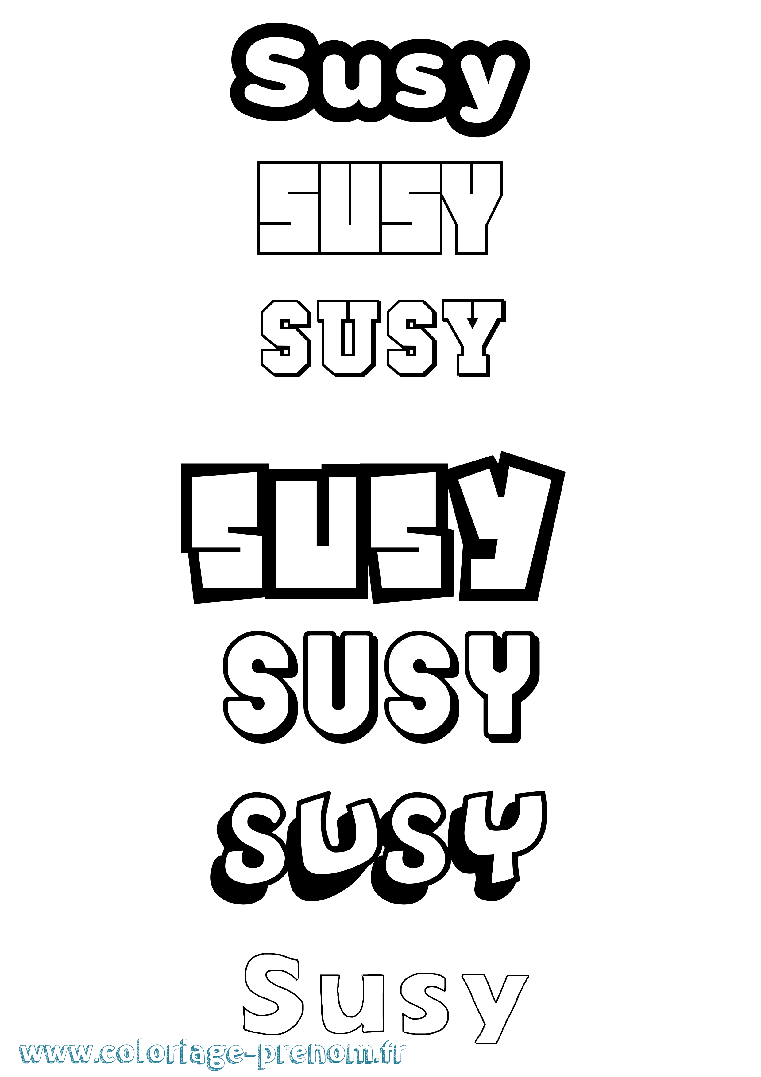 Coloriage Susy Simple Coloriage prénom Susy Simple