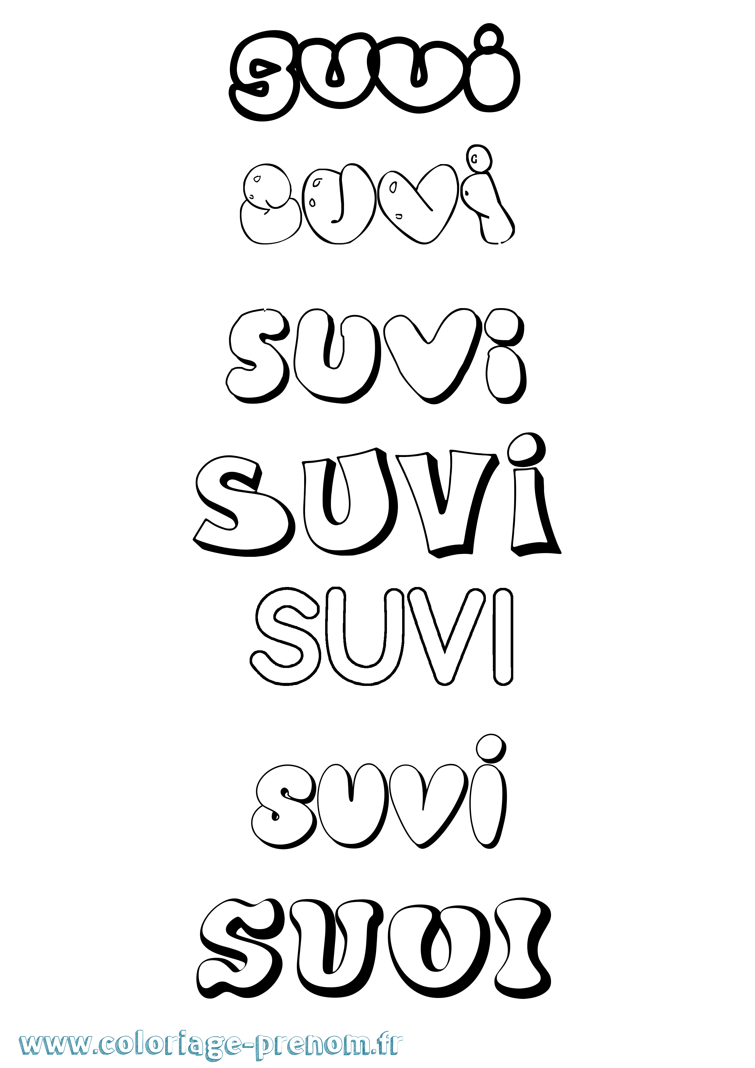 Coloriage Suvi Bubble Coloriage prénom Suvi Bubble