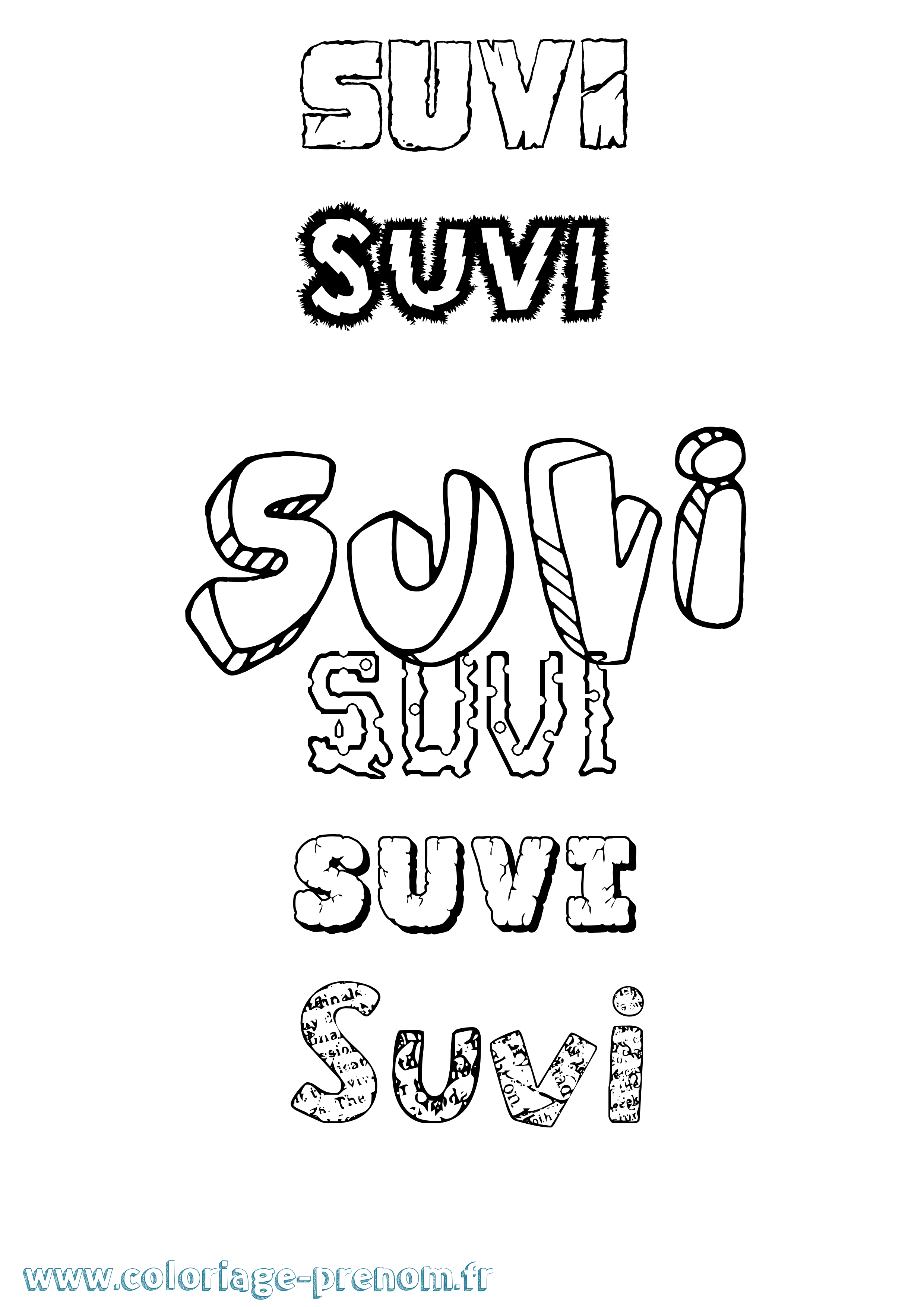 Coloriage Suvi Destructuré Coloriage prénom Suvi Destructuré