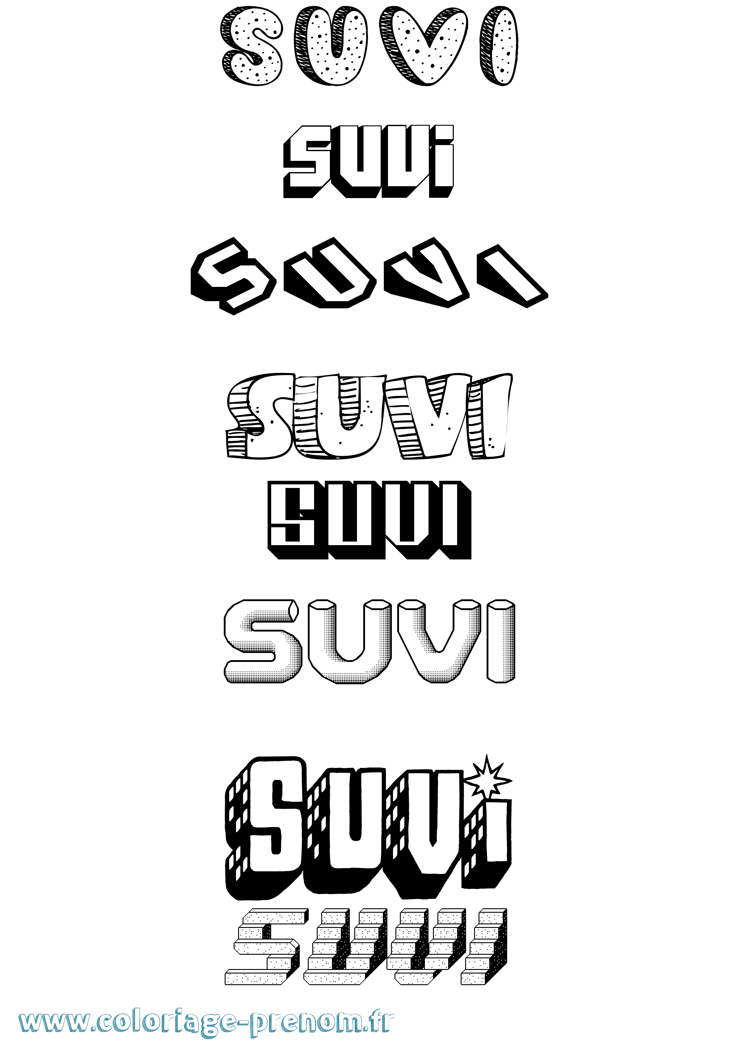 Coloriage Suvi Effet 3D Coloriage prénom Suvi Effet 3D