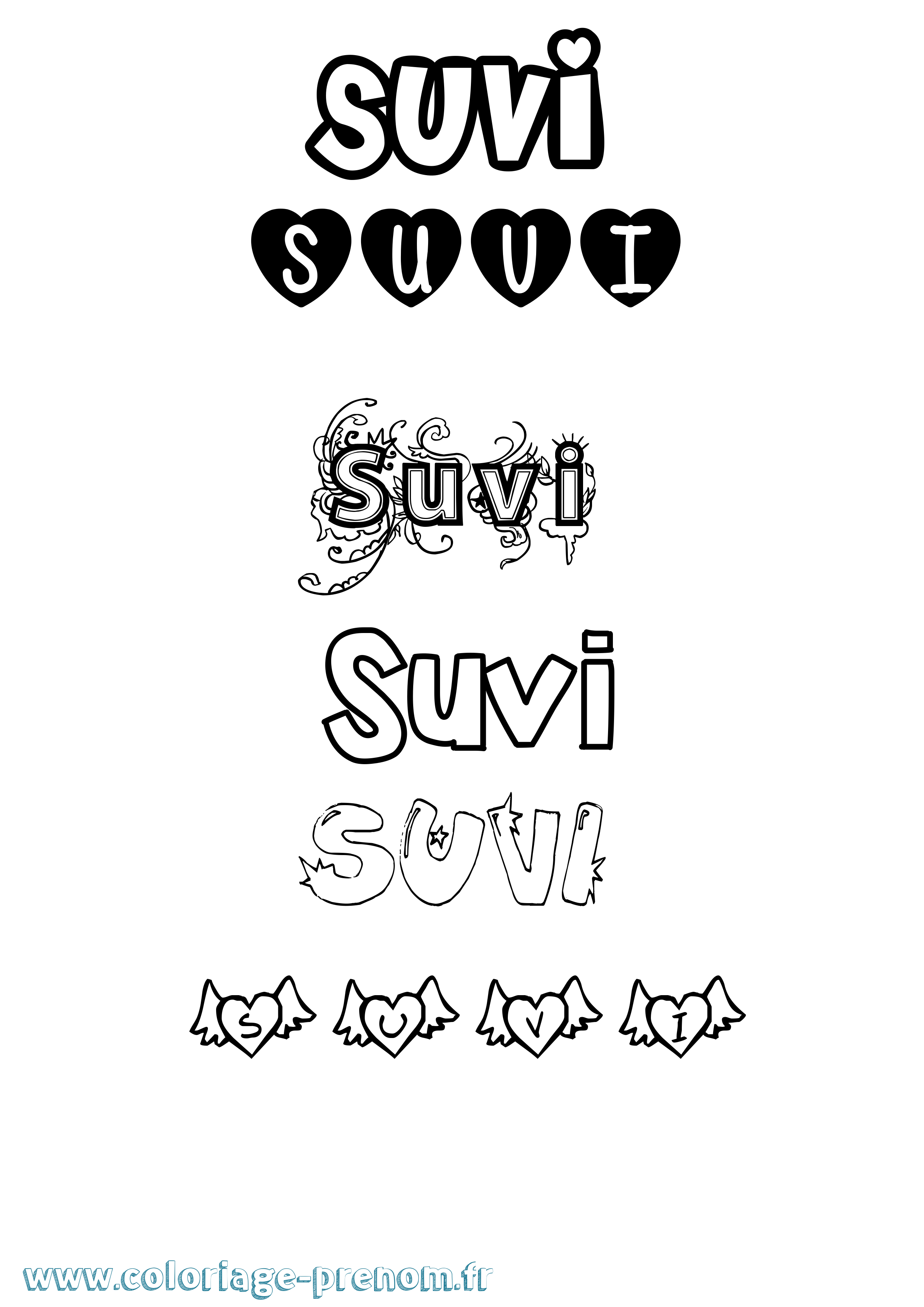 Coloriage Suvi Girly Coloriage prénom Suvi Girly