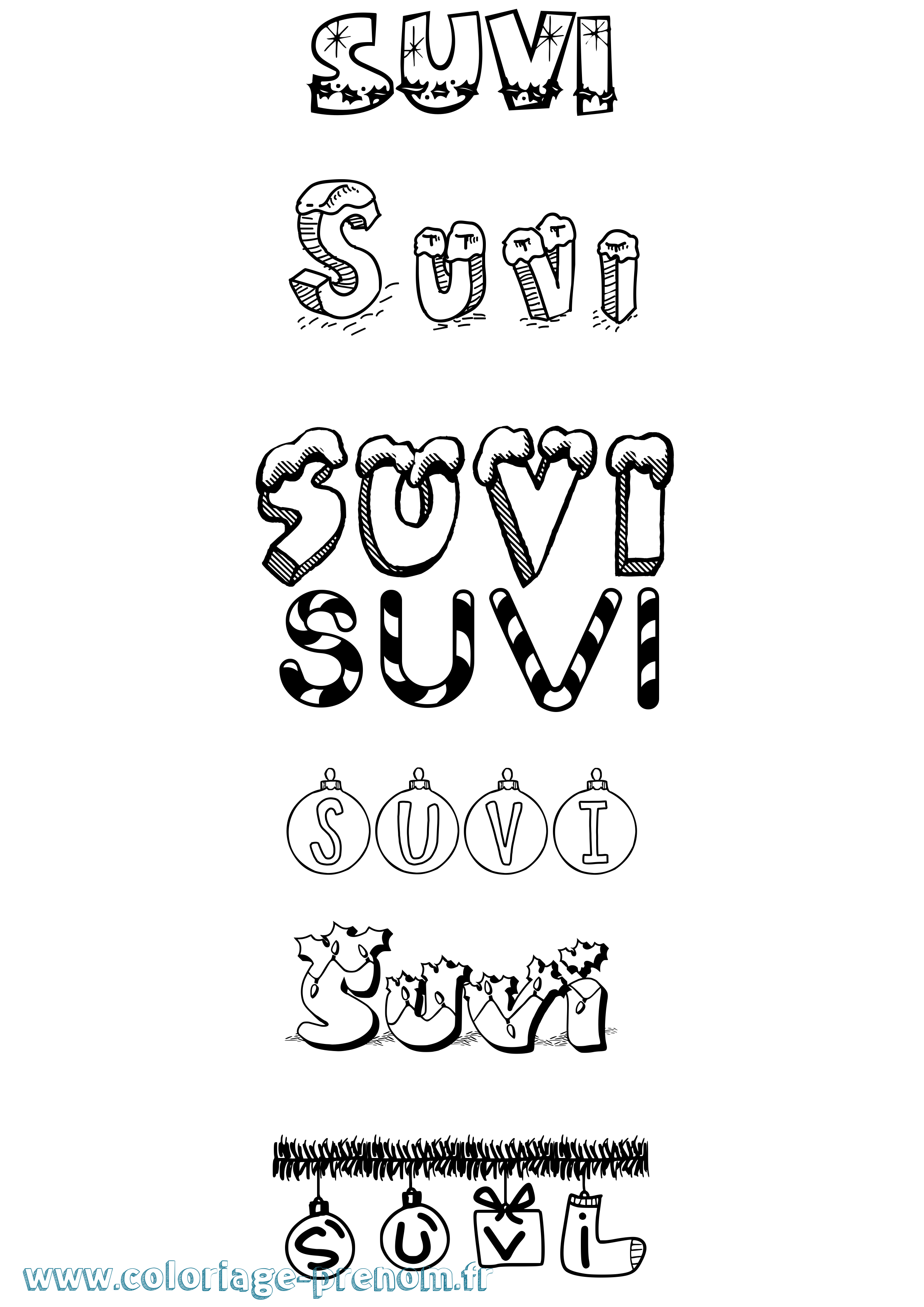 Coloriage Suvi Noël Coloriage prénom Suvi Noël