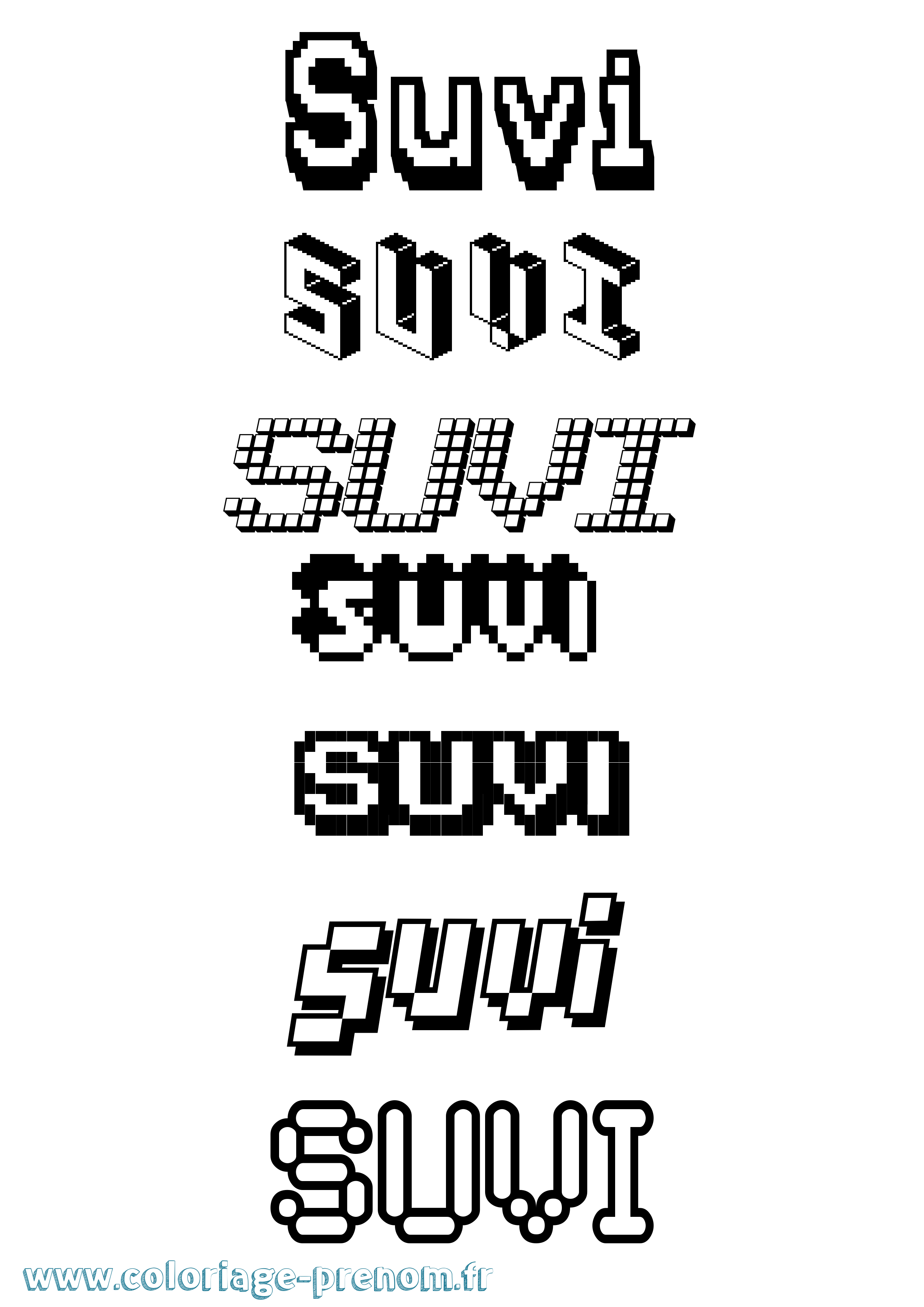 Coloriage Suvi Pixel Coloriage prénom Suvi Pixel