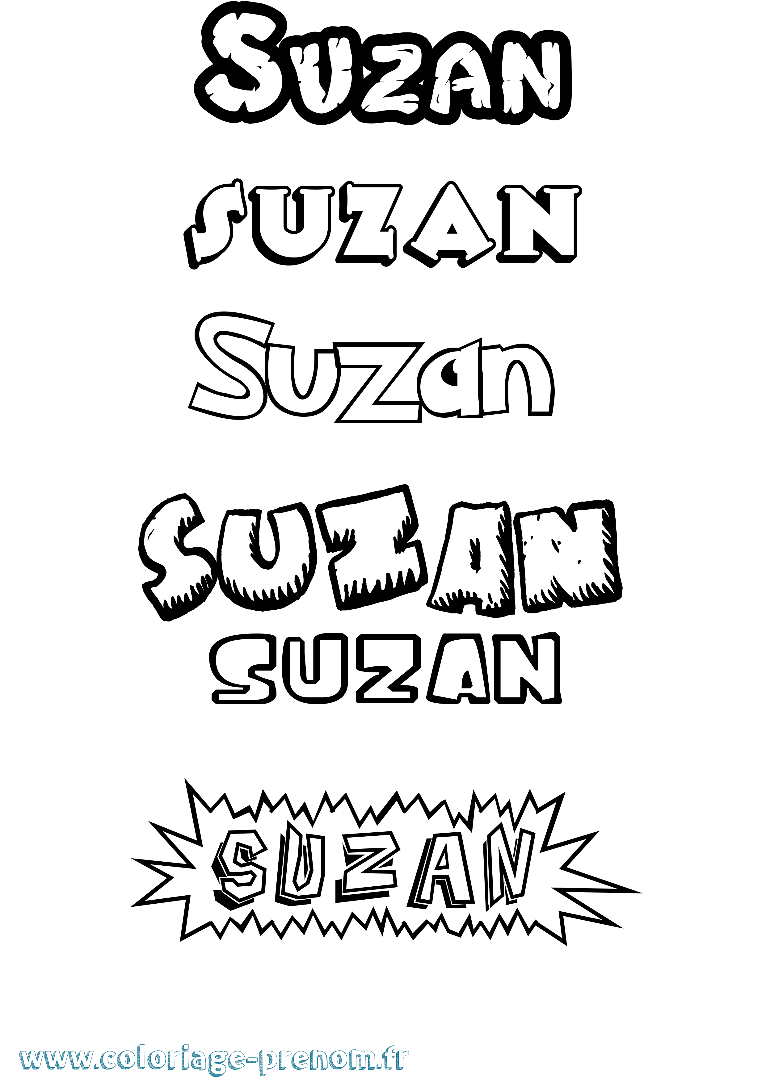 Coloriage Suzan Dessin Animé Coloriage prénom Suzan Dessin Animé