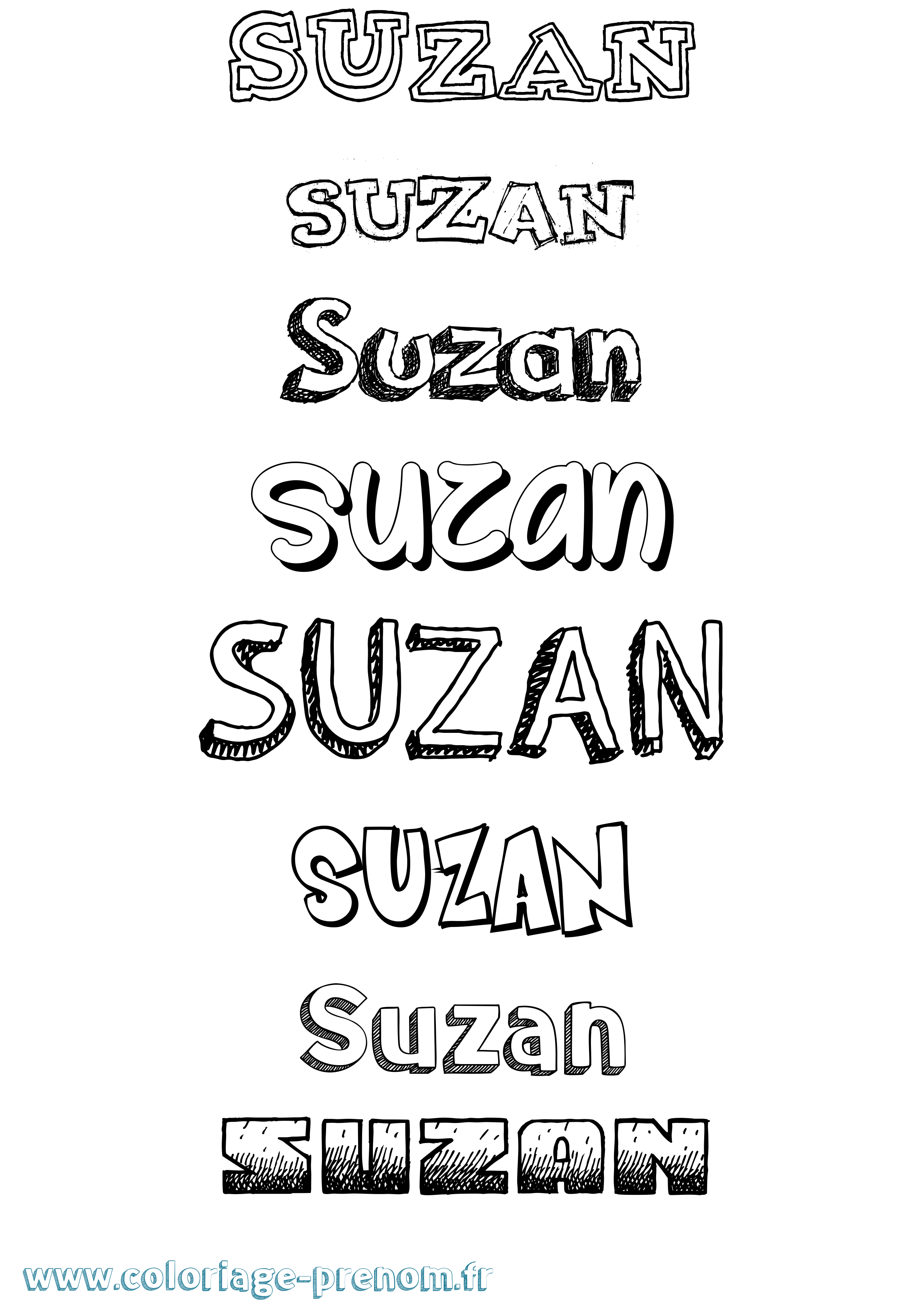 Coloriage Suzan Dessiné Coloriage prénom Suzan Dessiné