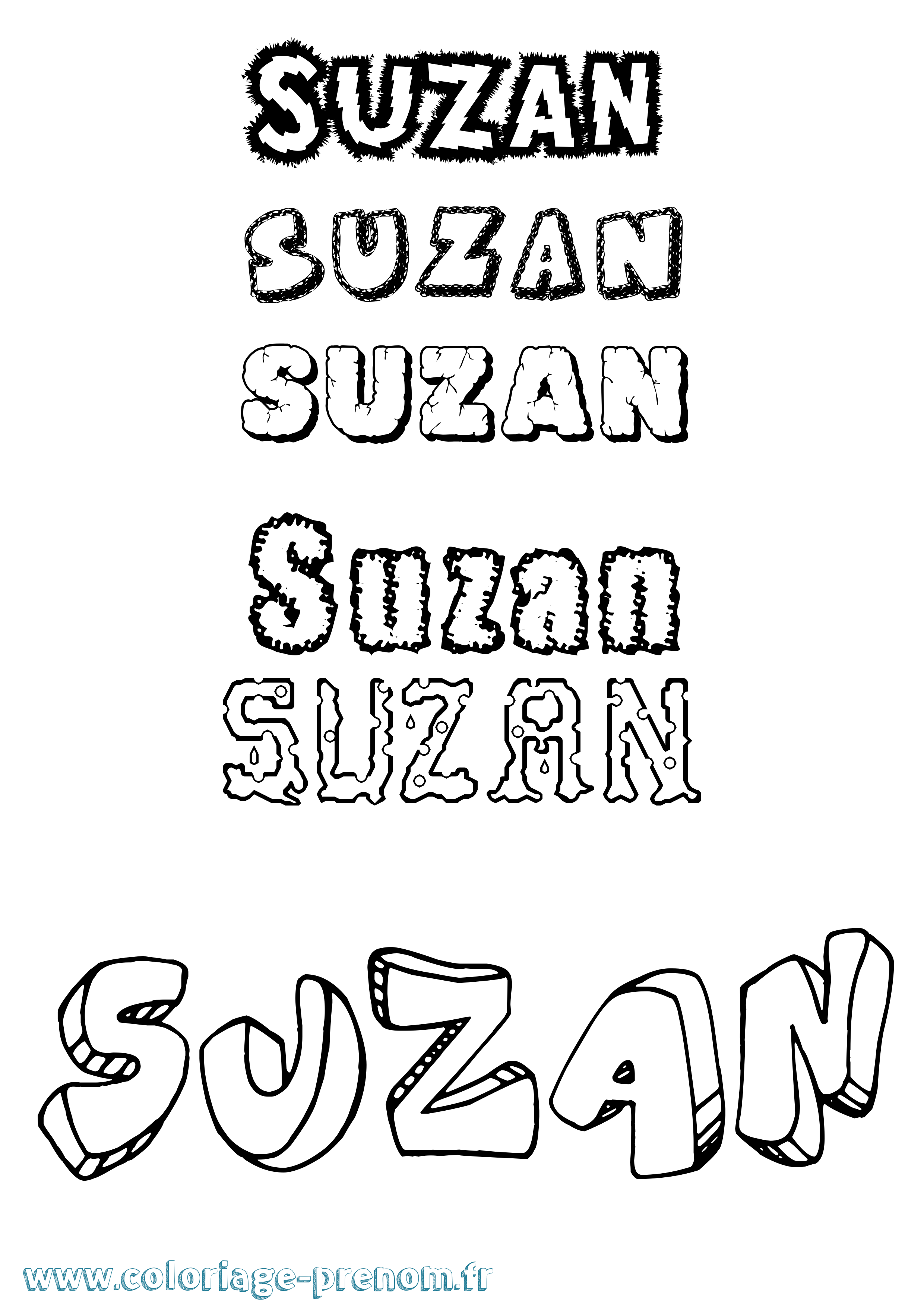 Coloriage Suzan Destructuré Coloriage prénom Suzan Destructuré