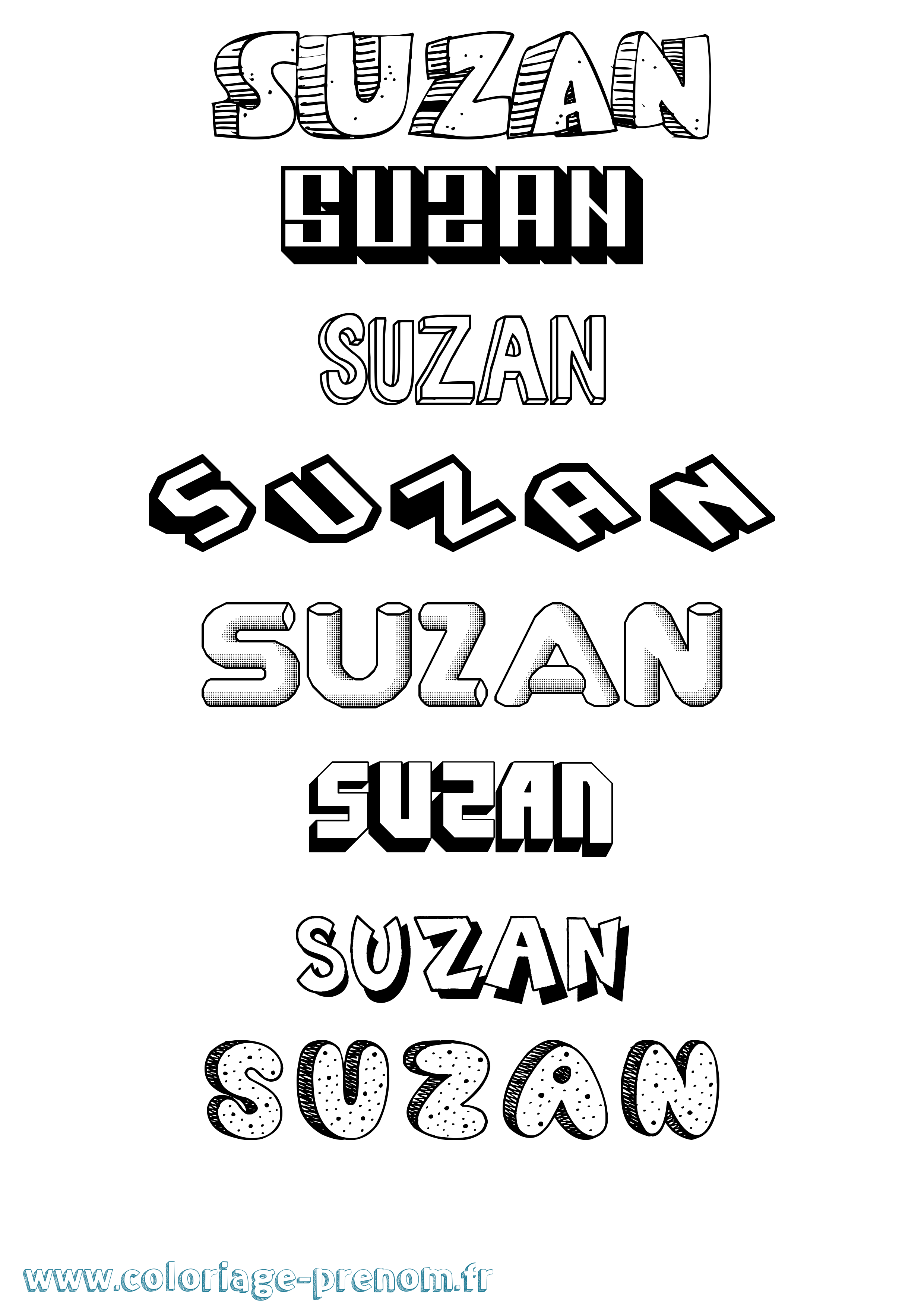 Coloriage Suzan Effet 3D Coloriage prénom Suzan Effet 3D