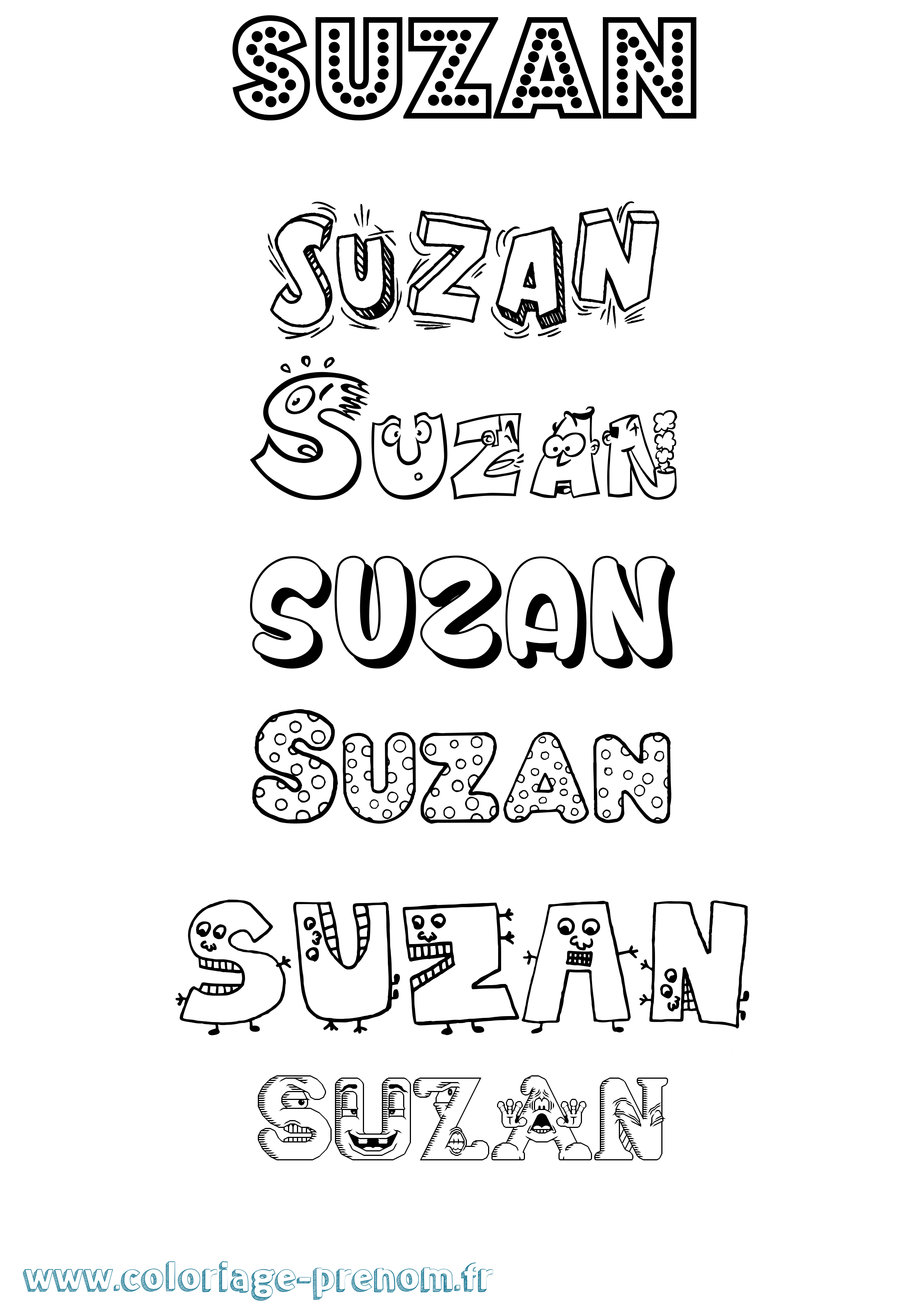 Coloriage Suzan Fun Coloriage prénom Suzan Fun