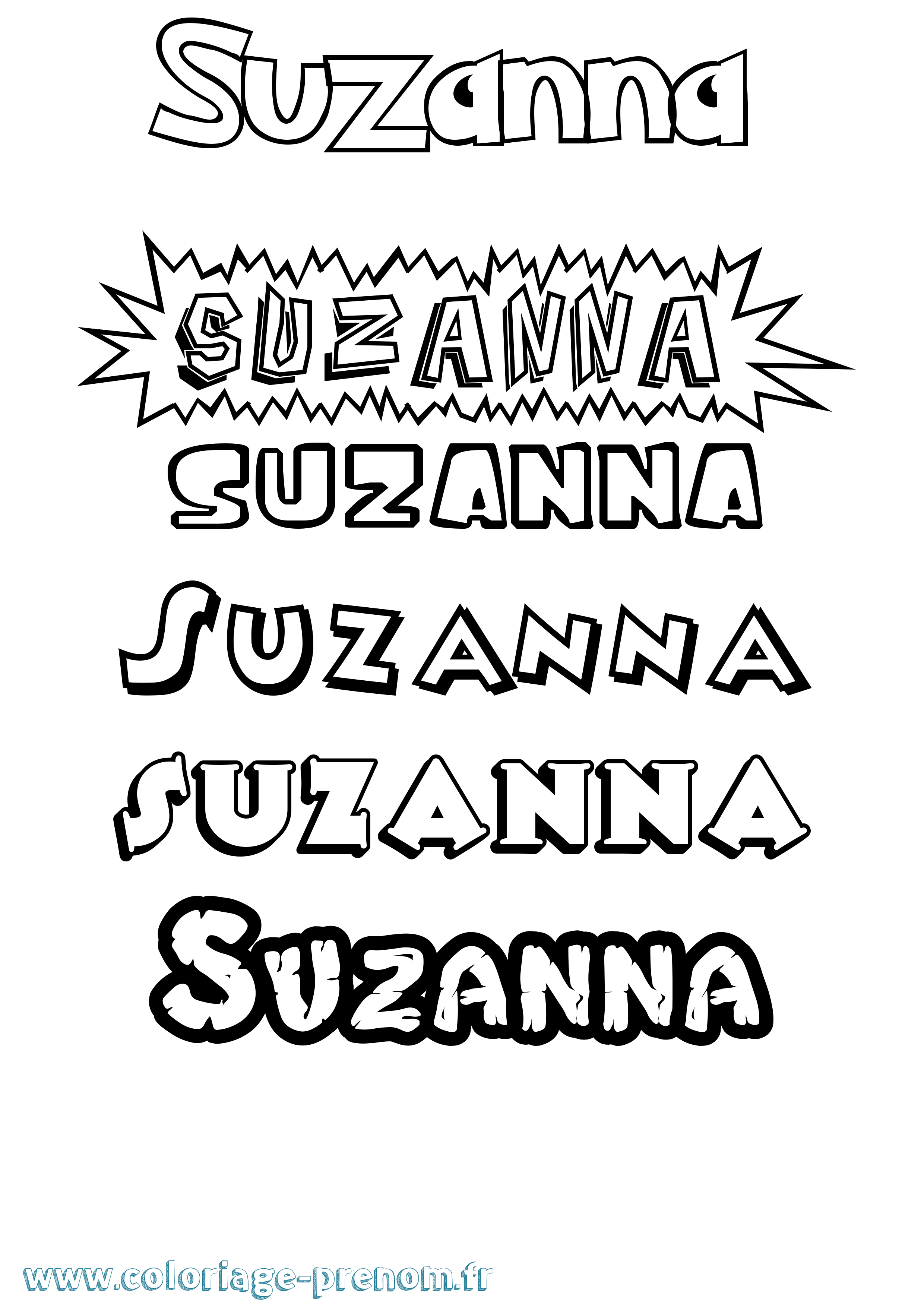 Coloriage Suzanna Dessin Animé Coloriage prénom Suzanna Dessin Animé