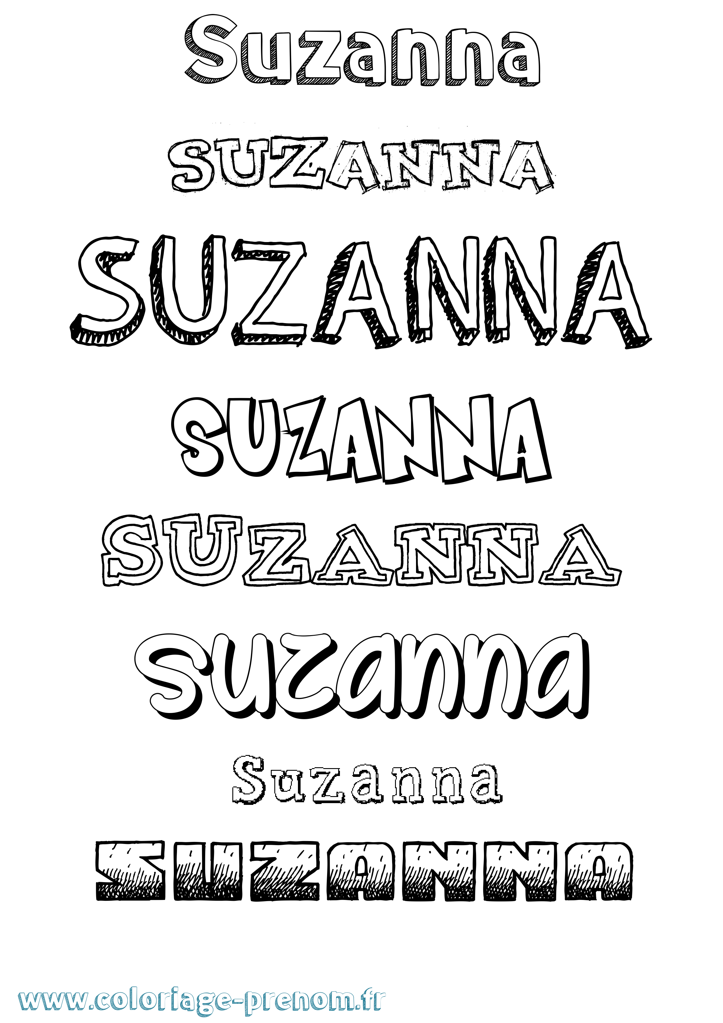 Coloriage Suzanna Dessiné Coloriage prénom Suzanna Dessiné
