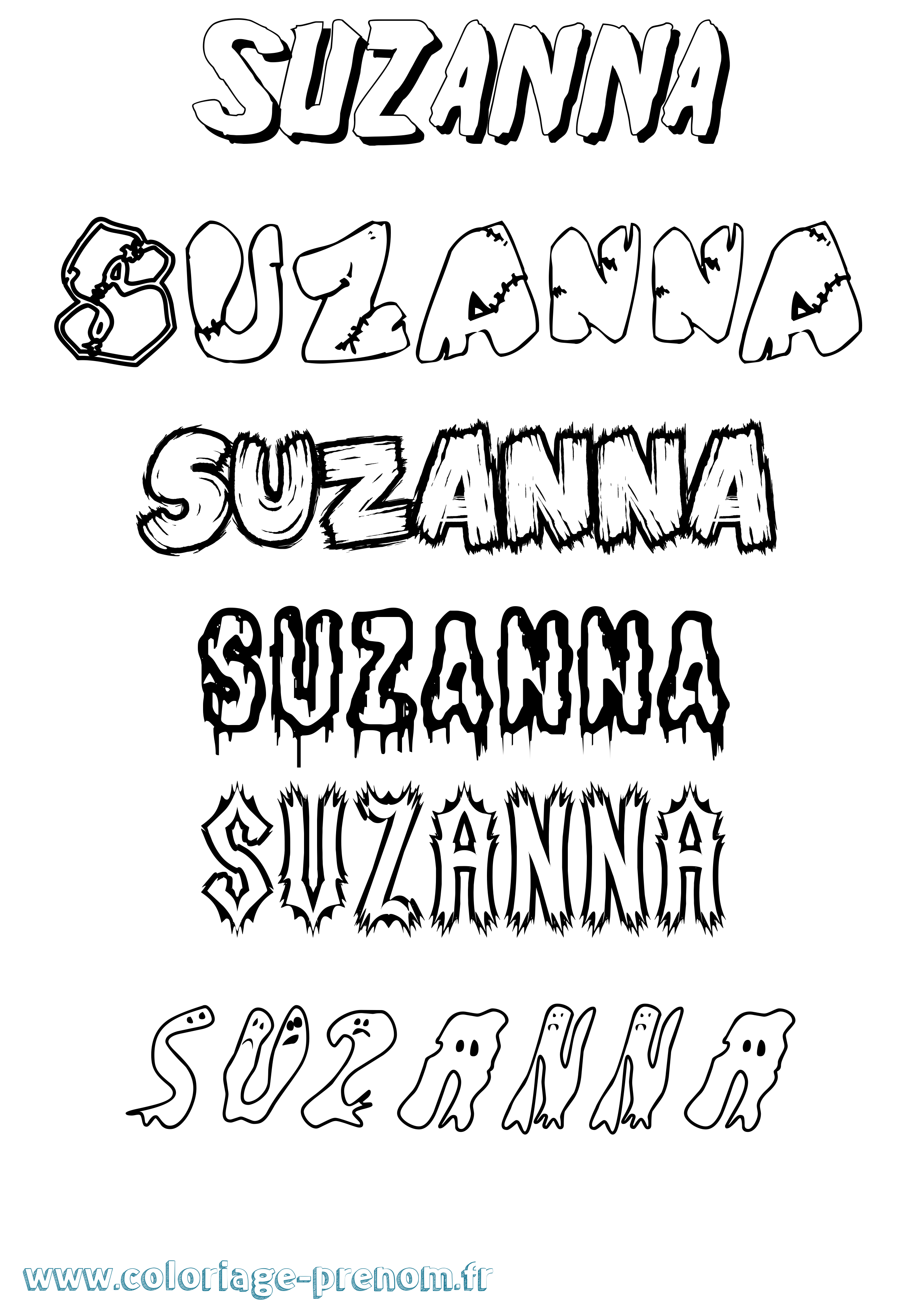 Coloriage Suzanna Frisson Coloriage prénom Suzanna Frisson
