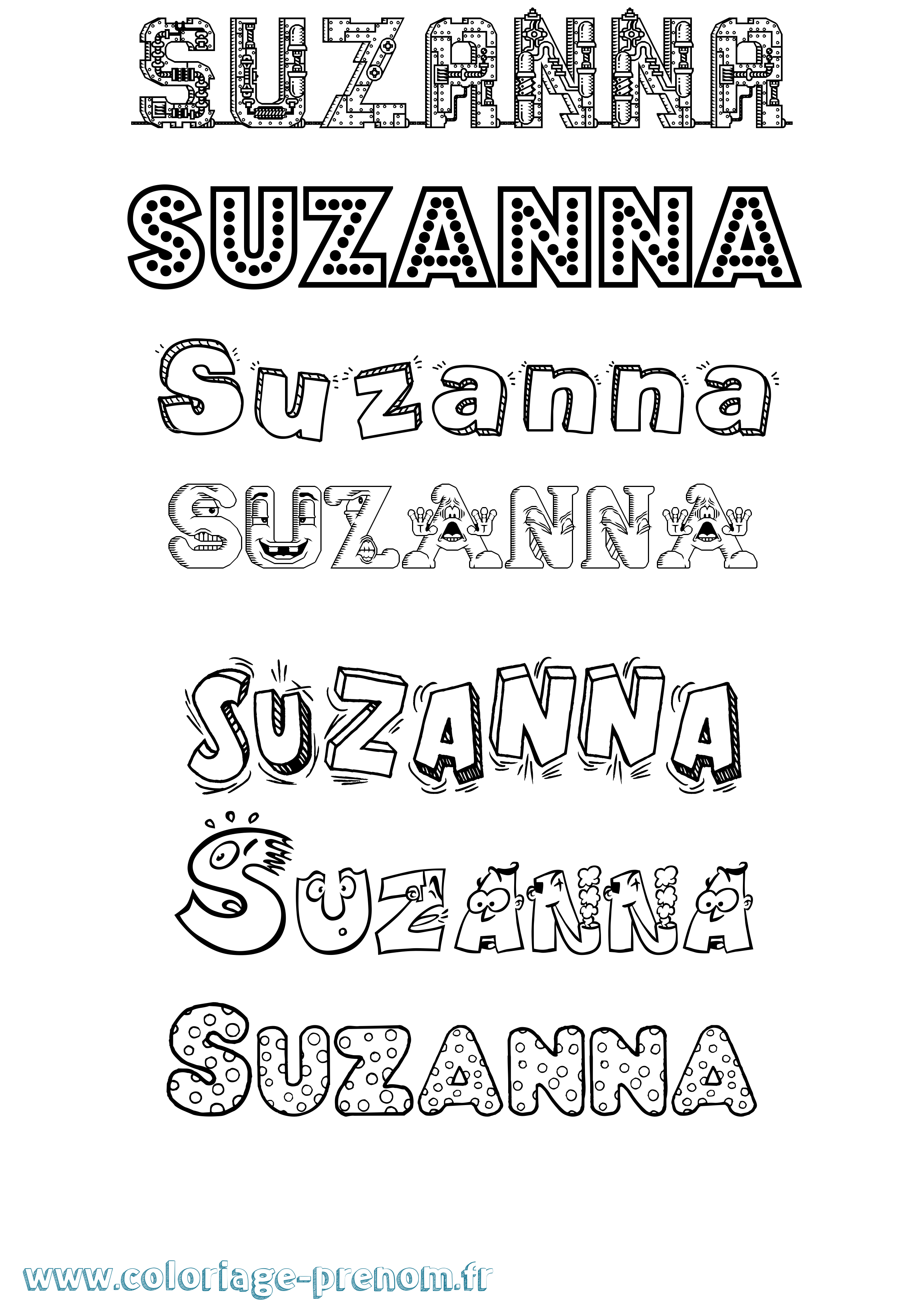 Coloriage Suzanna Fun Coloriage prénom Suzanna Fun