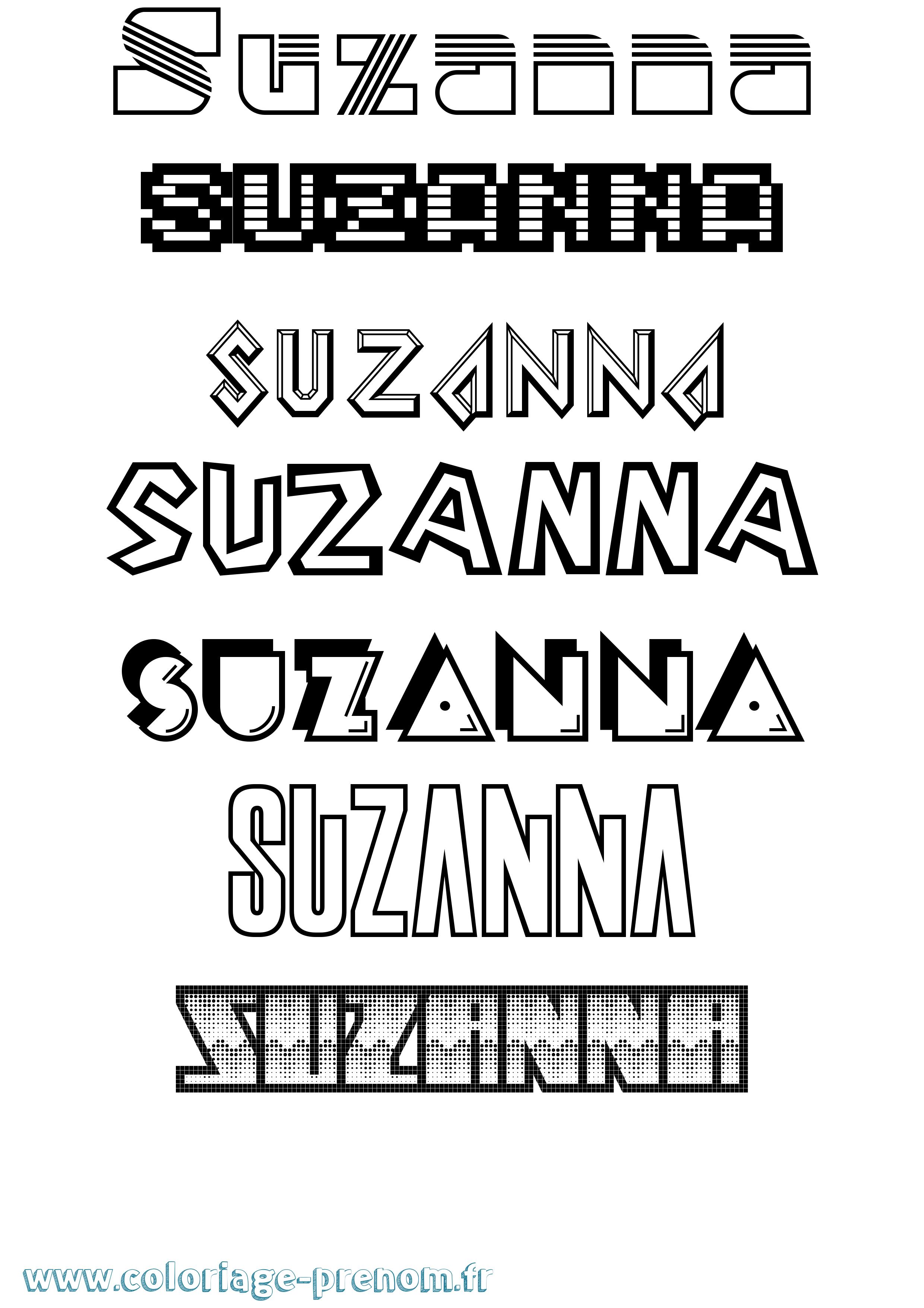 Coloriage Suzanna Jeux Vidéos Coloriage prénom Suzanna Jeux Vidéos
