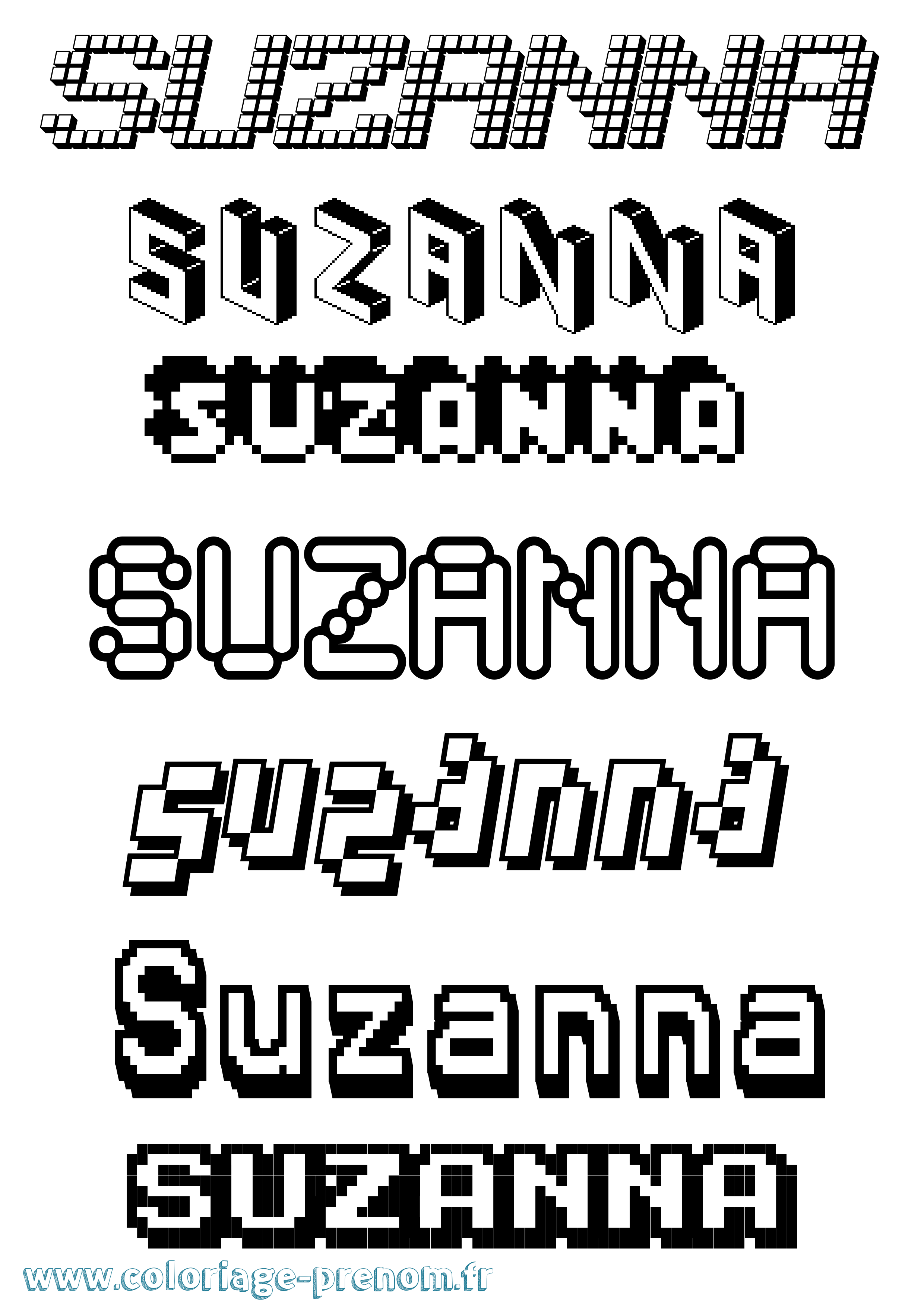Coloriage Suzanna Pixel Coloriage prénom Suzanna Pixel