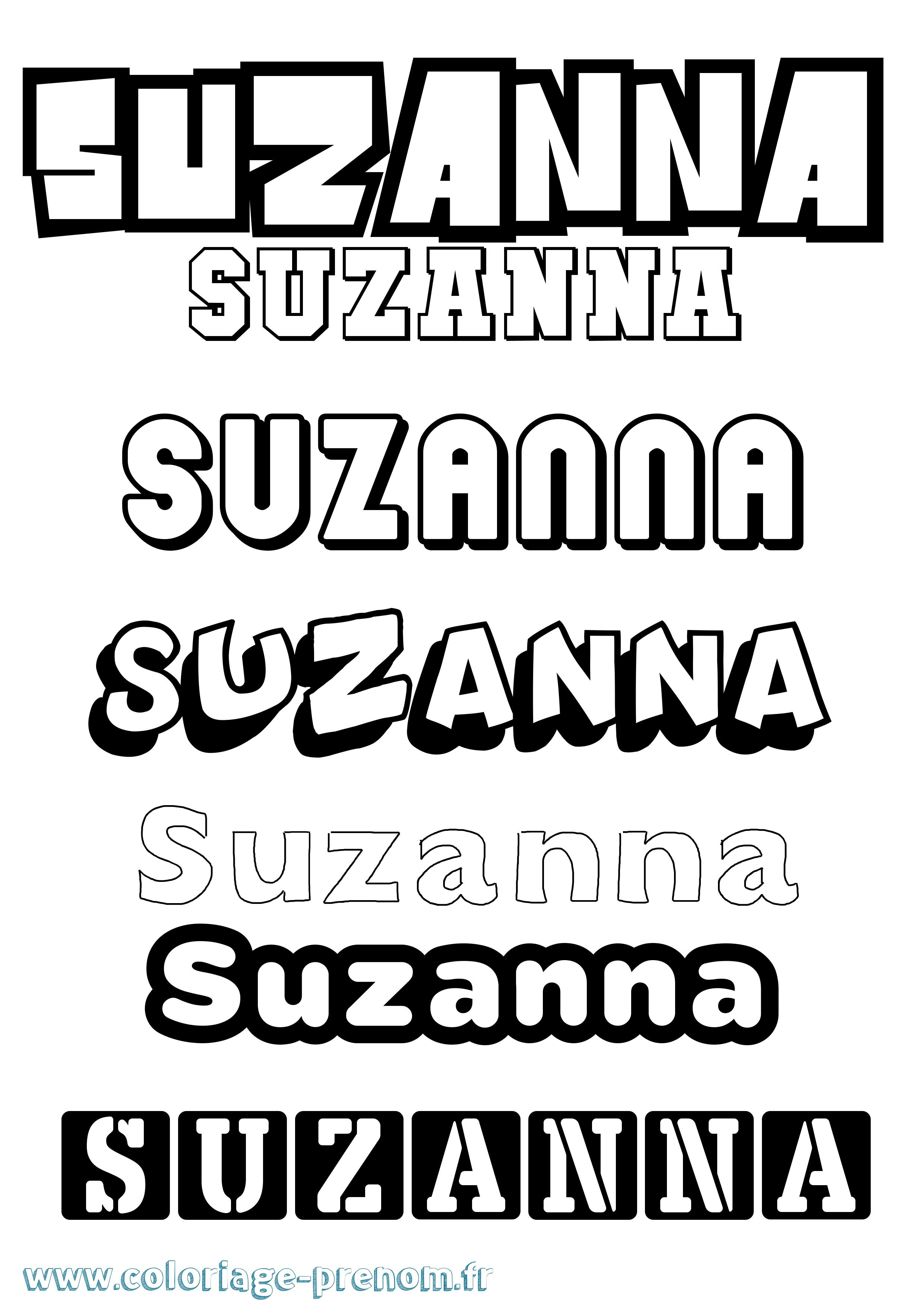 Coloriage Suzanna Simple Coloriage prénom Suzanna Simple