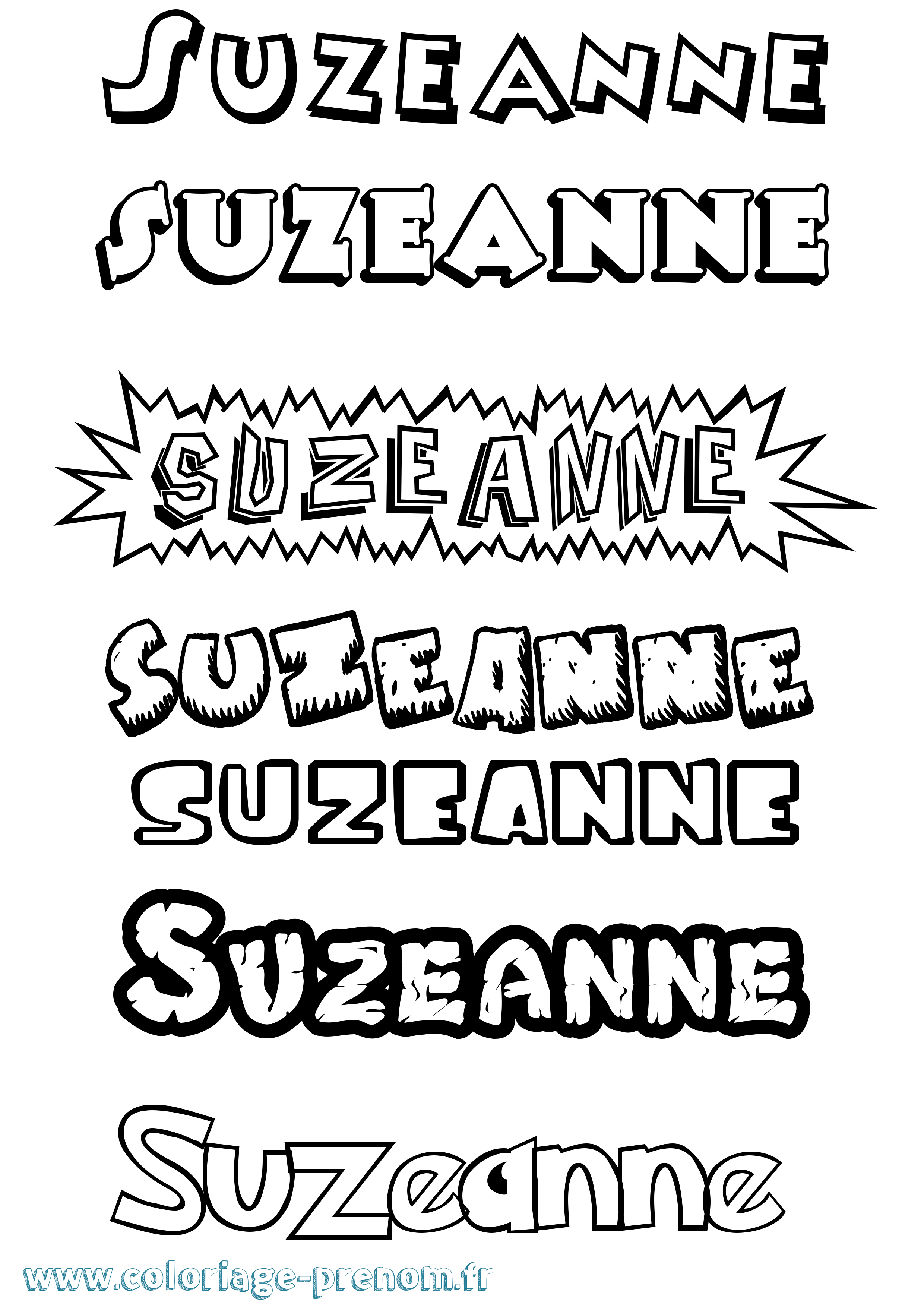 Coloriage Suzeanne Dessin Animé Coloriage prénom Suzeanne Dessin Animé