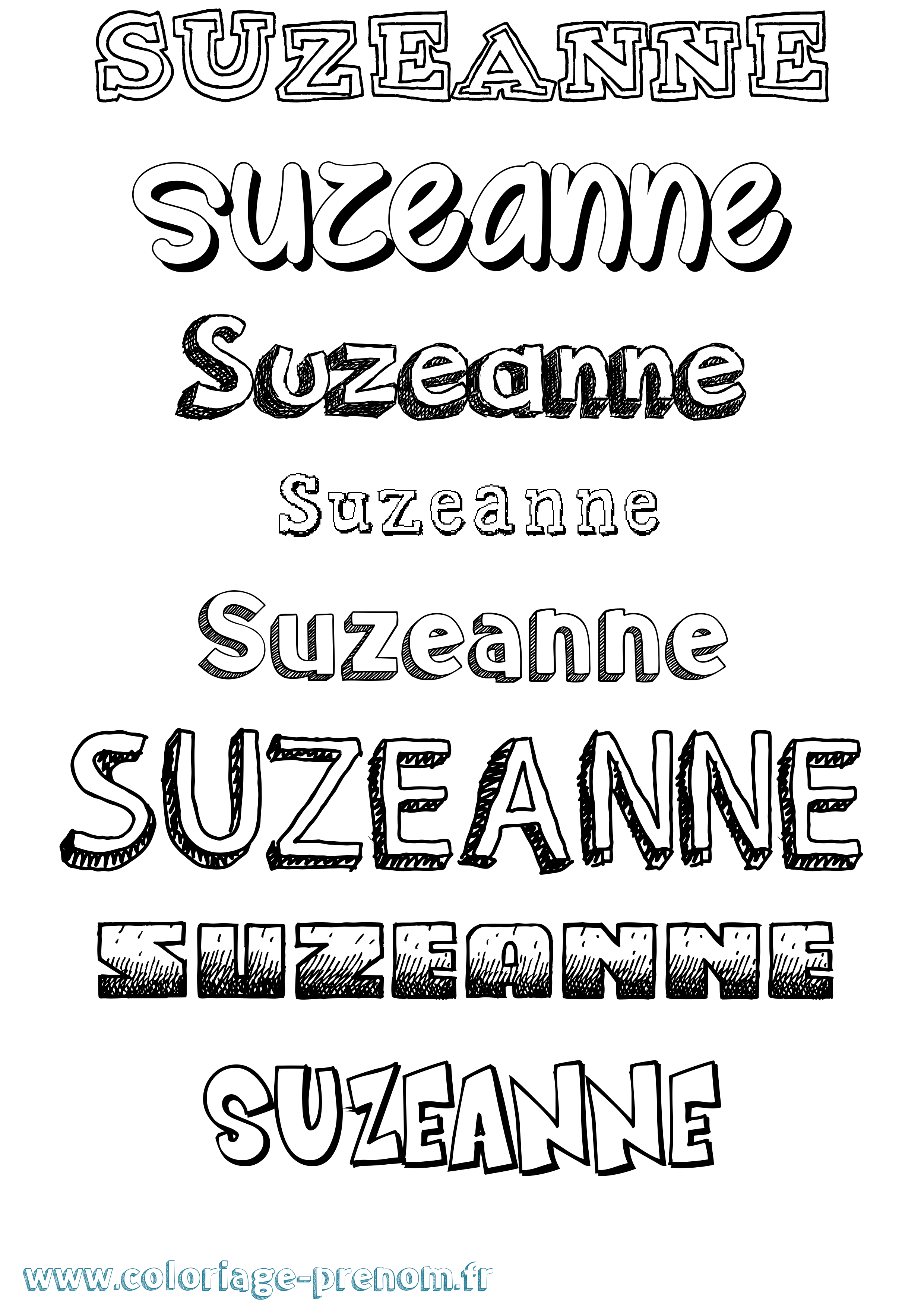 Coloriage Suzeanne Dessiné Coloriage prénom Suzeanne Dessiné