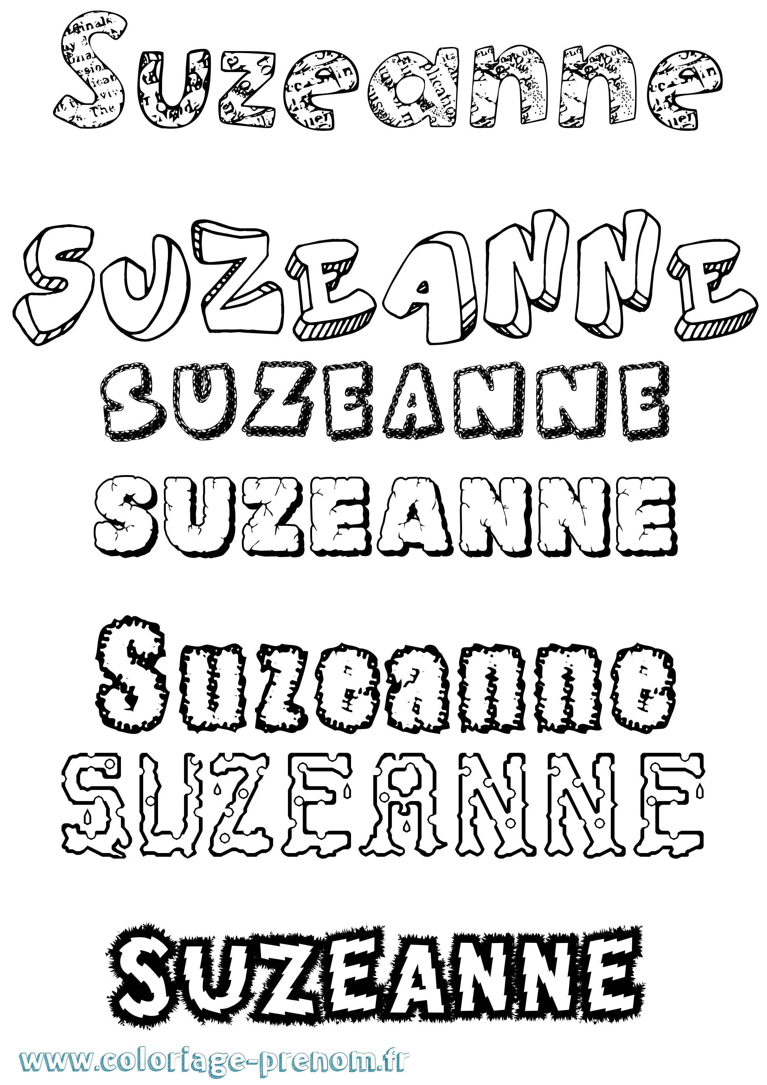 Coloriage Suzeanne Destructuré Coloriage prénom Suzeanne Destructuré