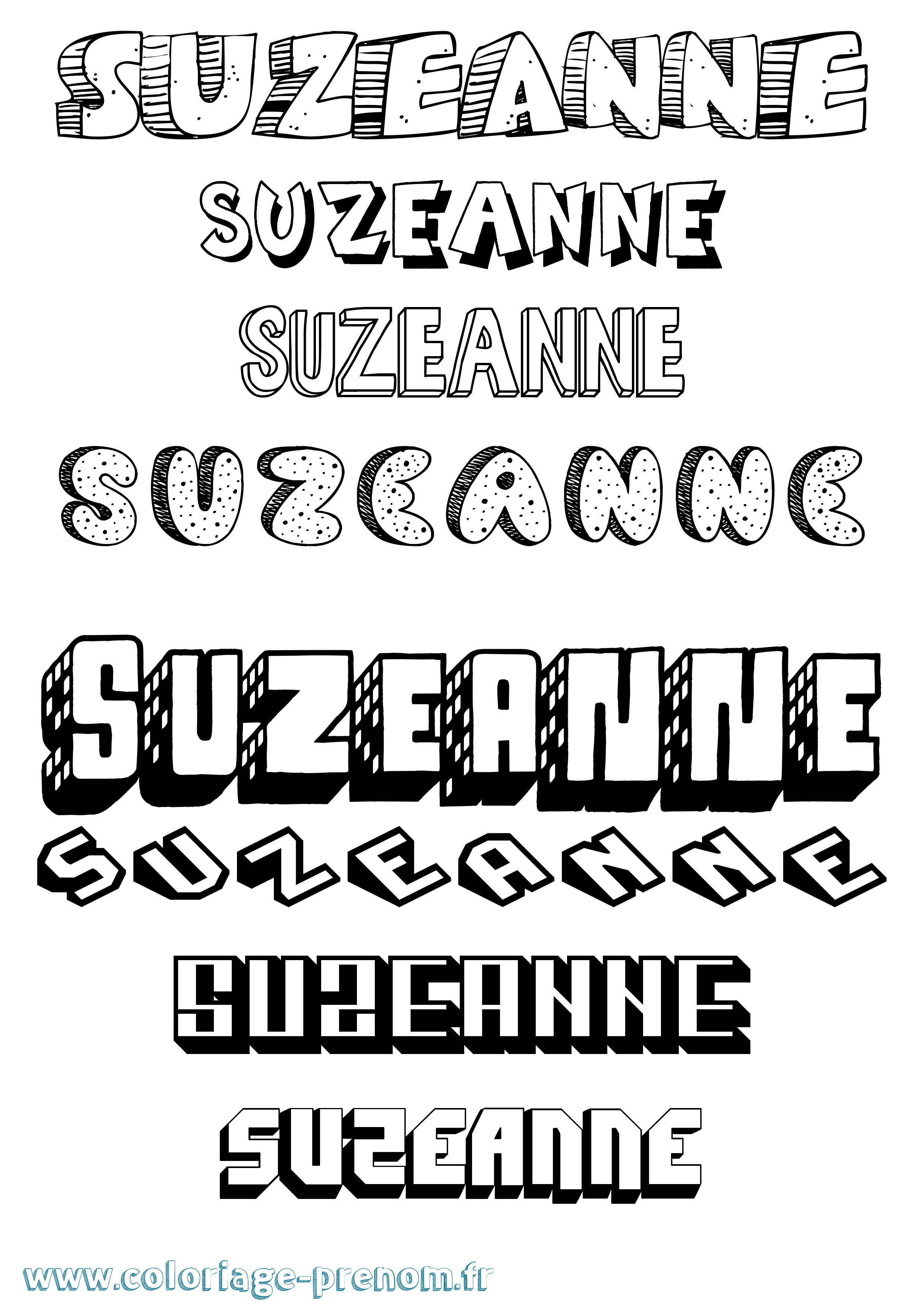 Coloriage Suzeanne Effet 3D Coloriage prénom Suzeanne Effet 3D