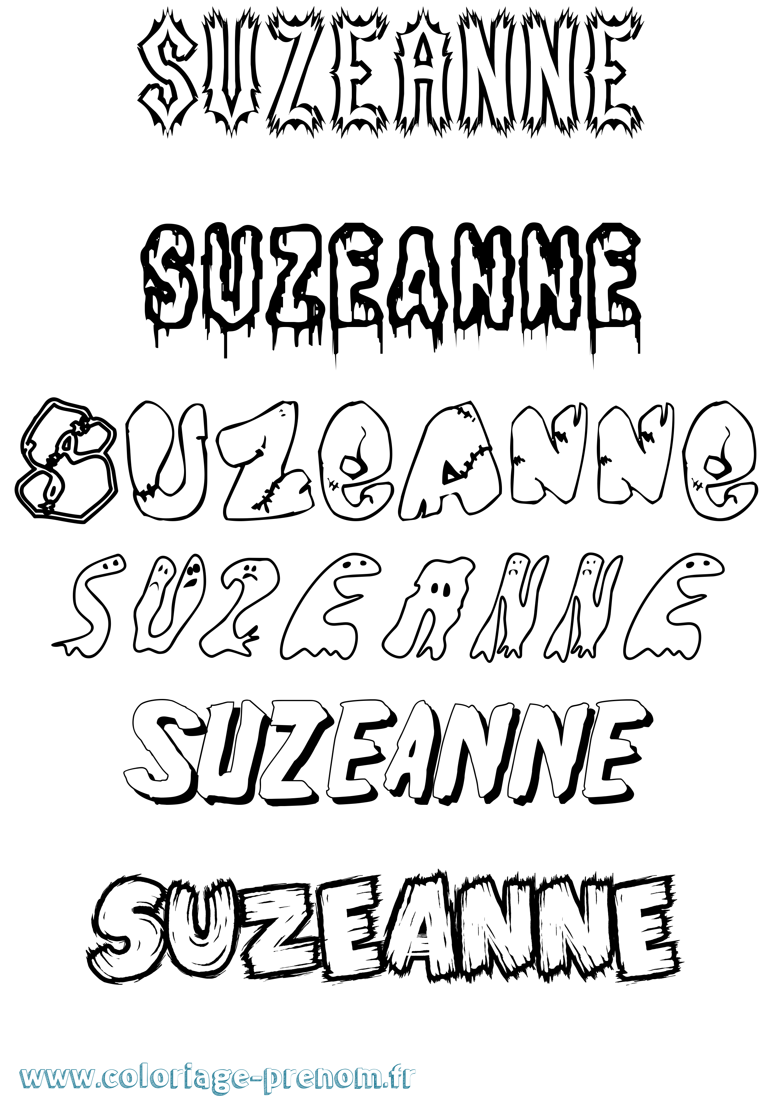 Coloriage Suzeanne Frisson Coloriage prénom Suzeanne Frisson