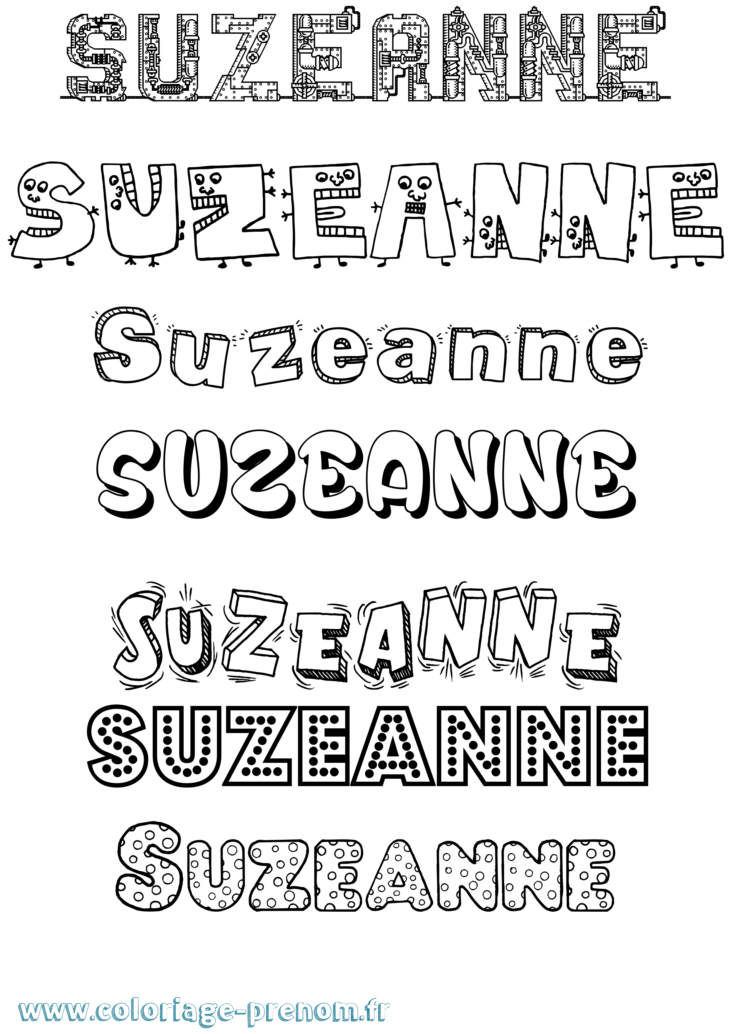 Coloriage Suzeanne Fun Coloriage prénom Suzeanne Fun
