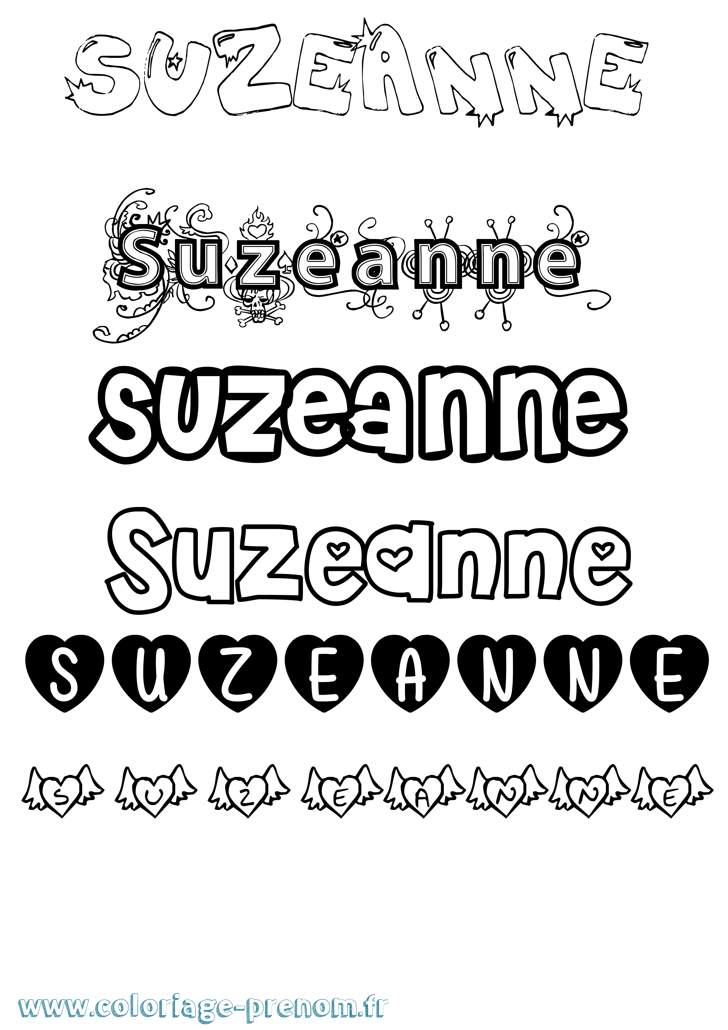 Coloriage Suzeanne Girly Coloriage prénom Suzeanne Girly