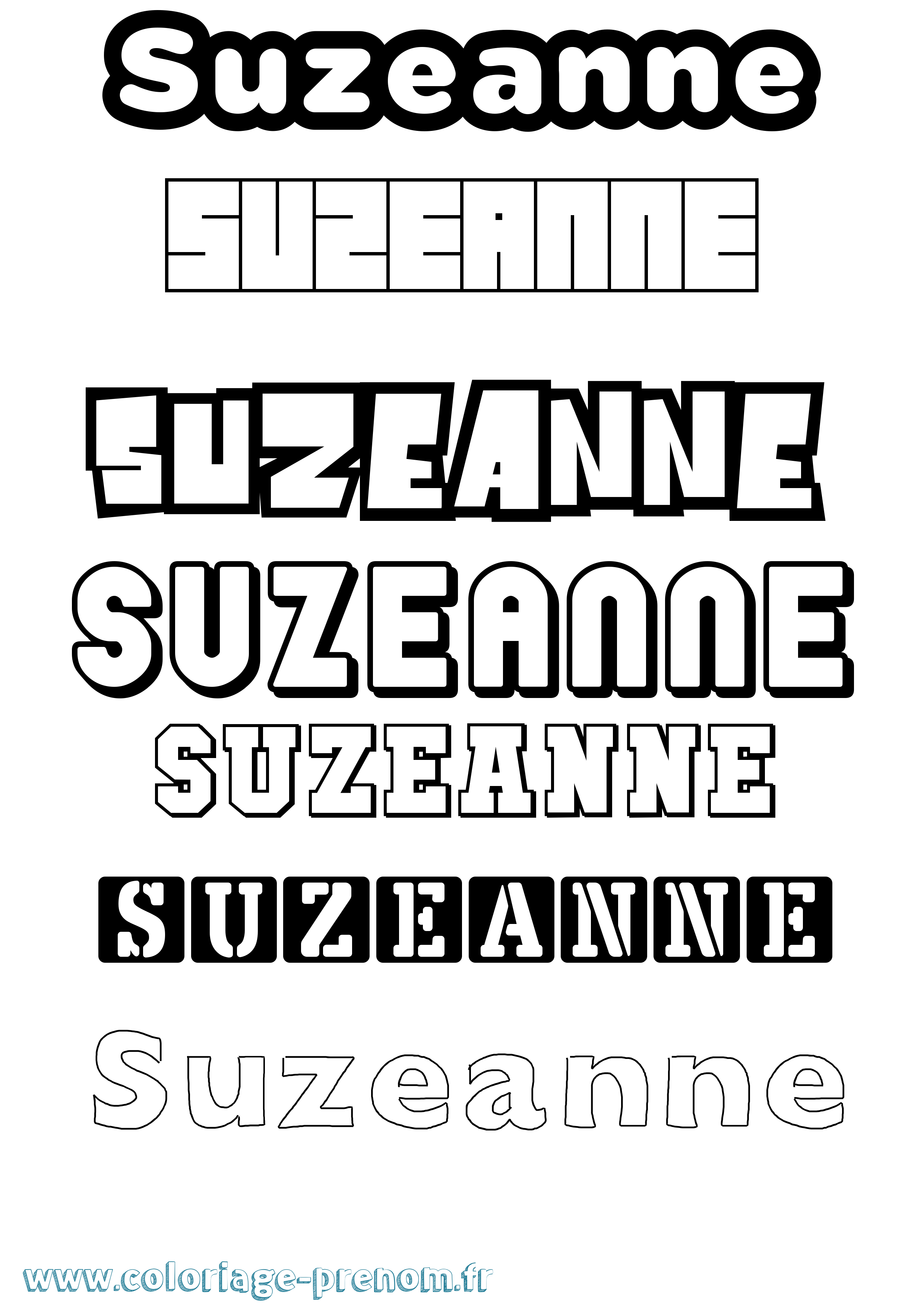 Coloriage Suzeanne Simple Coloriage prénom Suzeanne Simple