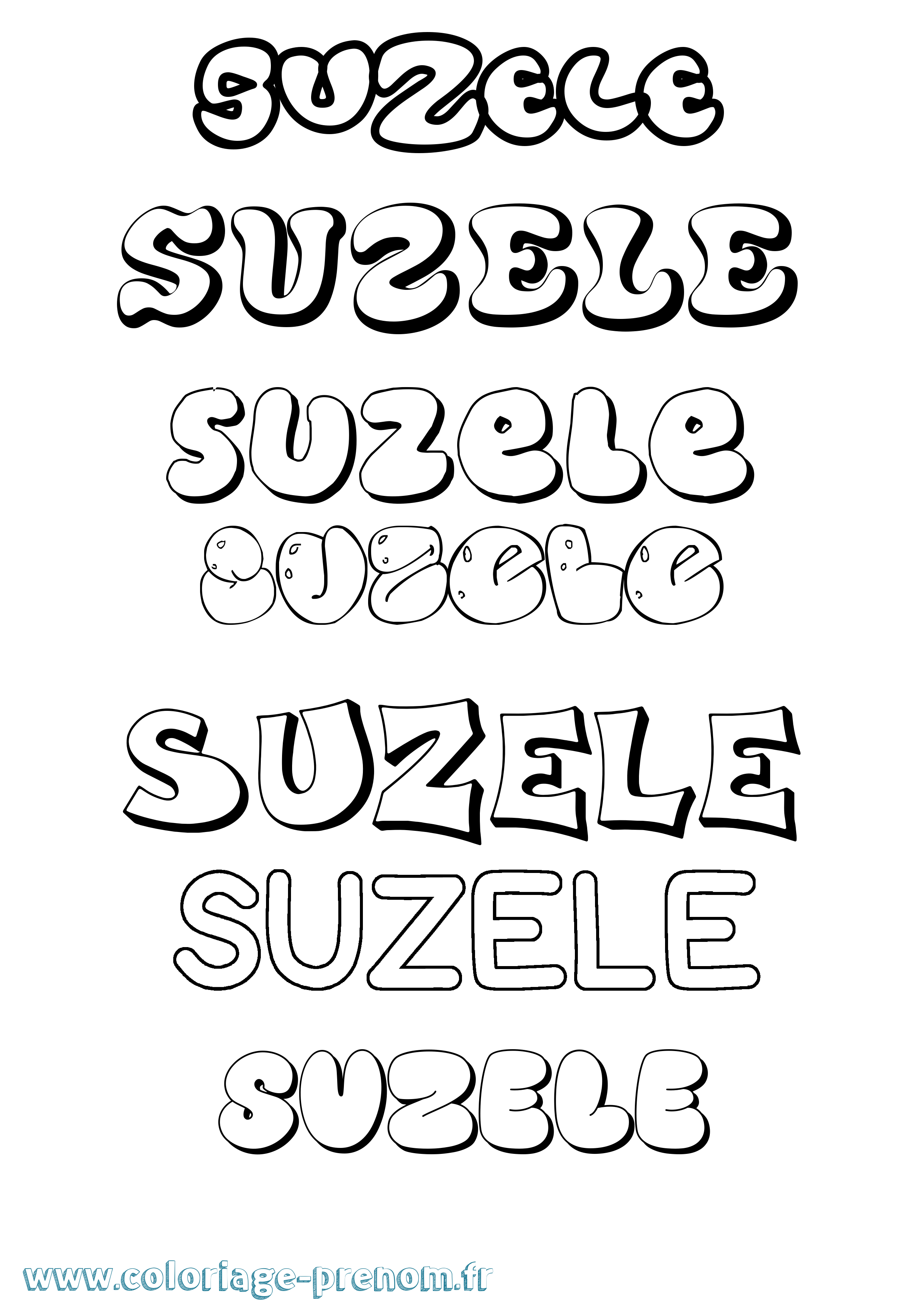 Coloriage Suzele Bubble Coloriage prénom Suzele Bubble